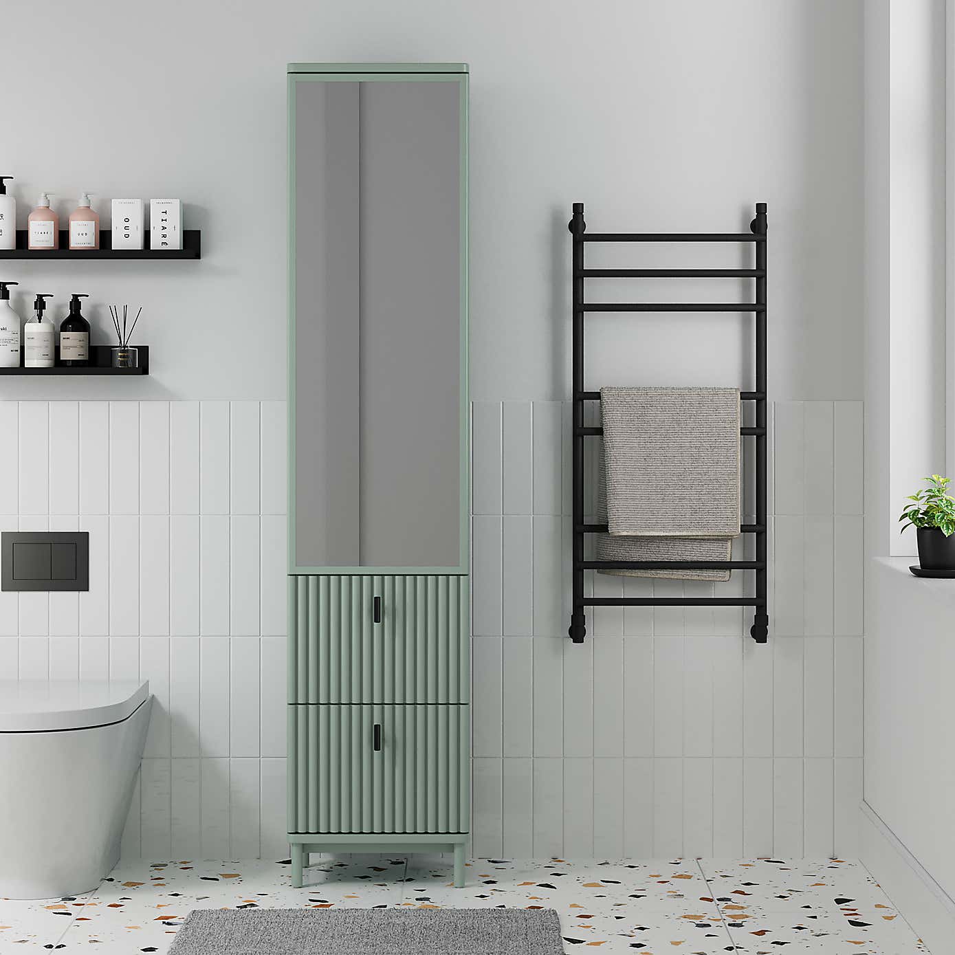 Elsie Tall Mirrored Bathroom Cabinet