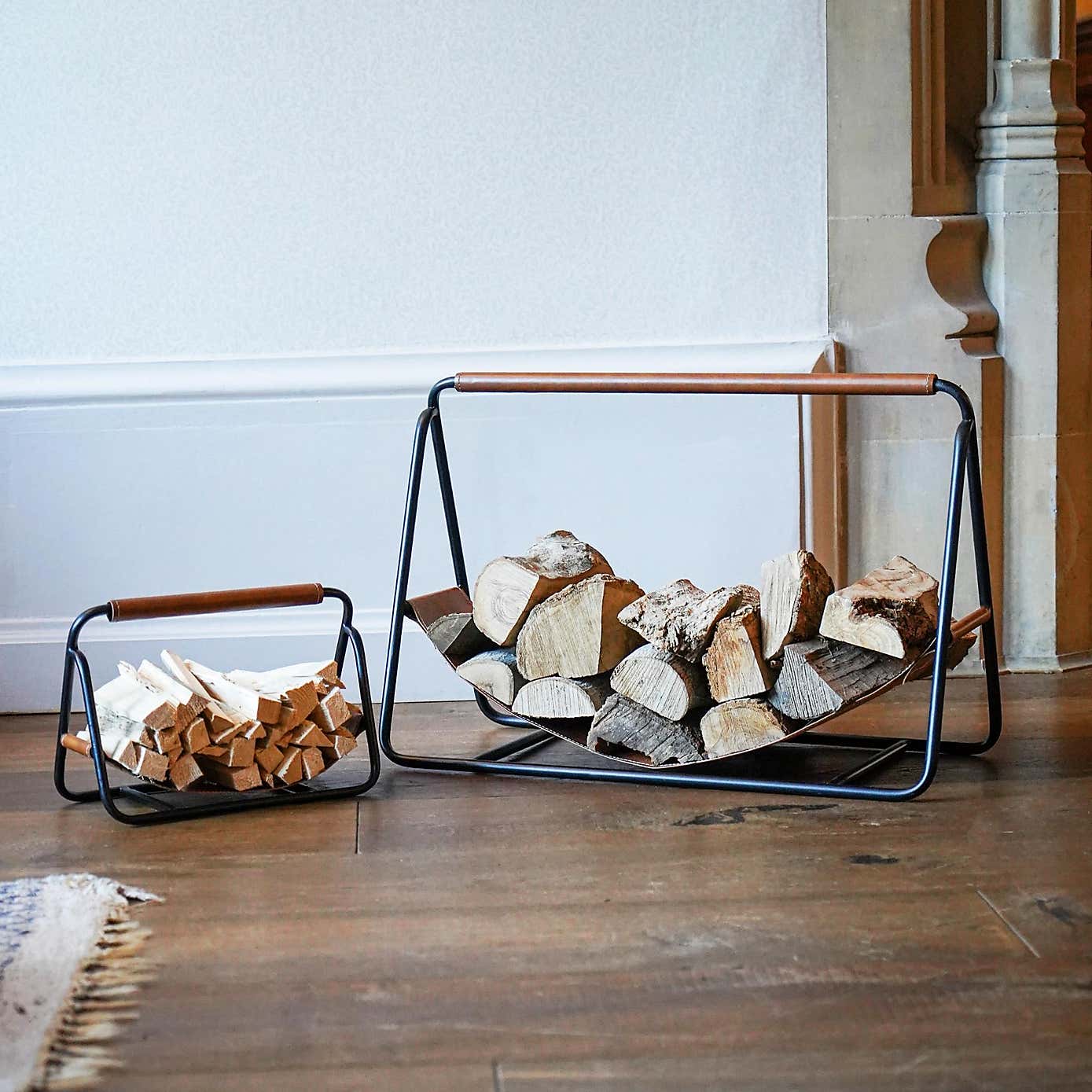 Contemporary Hanging Leather Kindling Holder