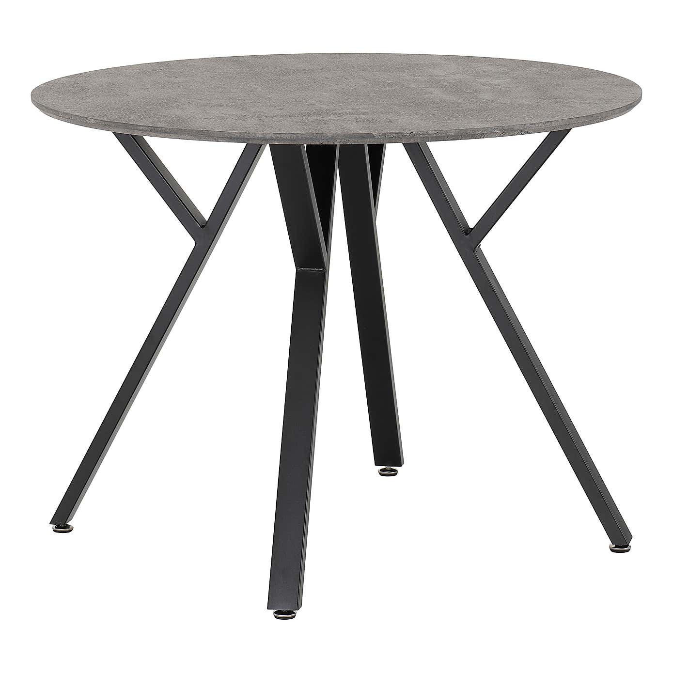 Athens Round Concrete Effect Dining Table with 4 Lukas Blue Dining Chairs