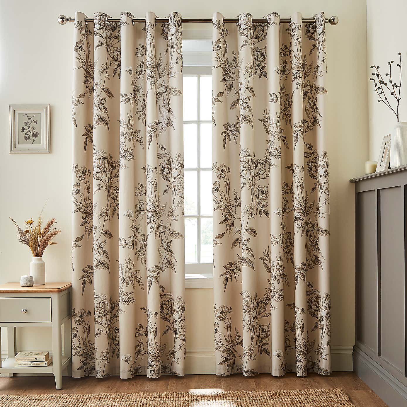 Bridget Etched Floral Blackout Eyelet Curtains