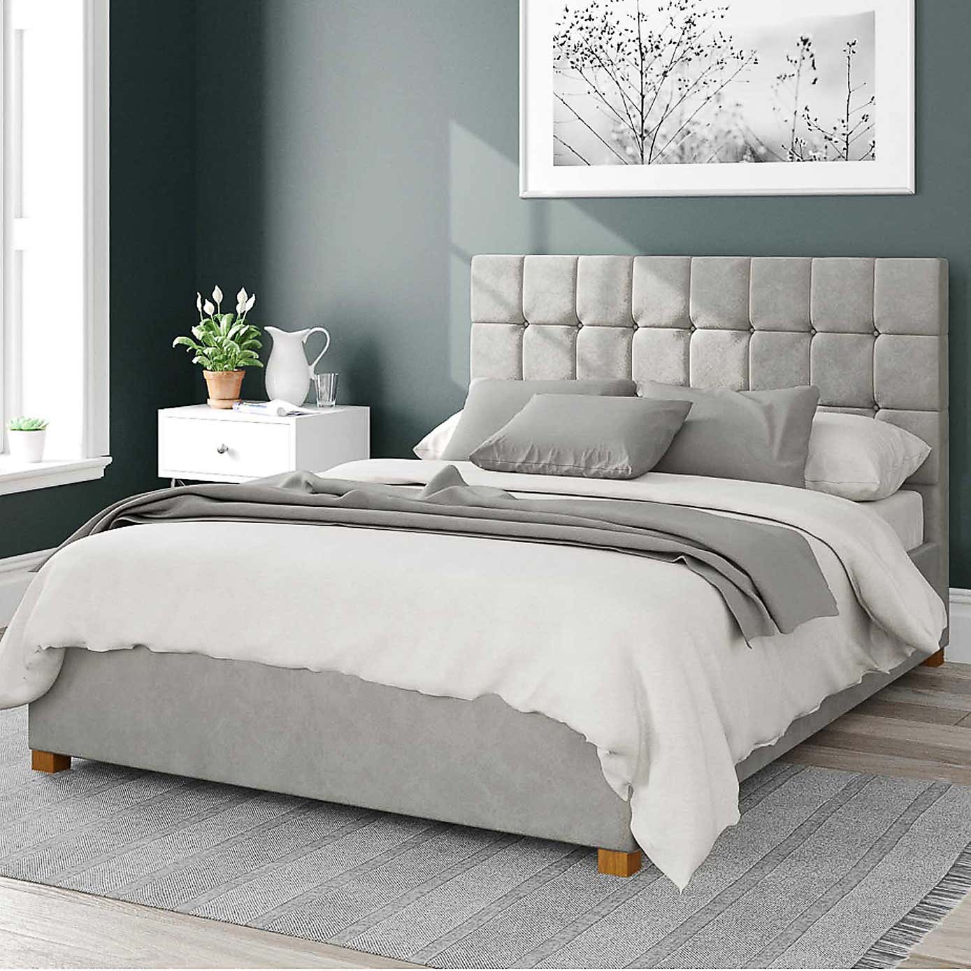 Sinatra Plush Velvet Ottoman Bed