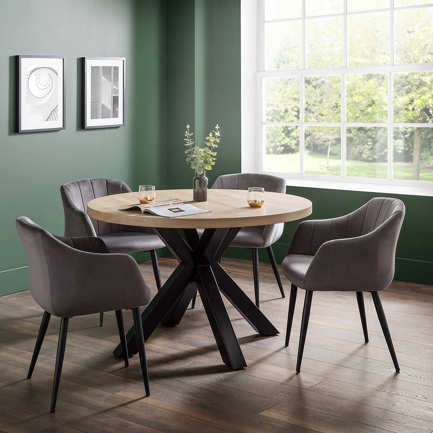 Hobart Set of 2 Scalloped Dining Chairs Grey