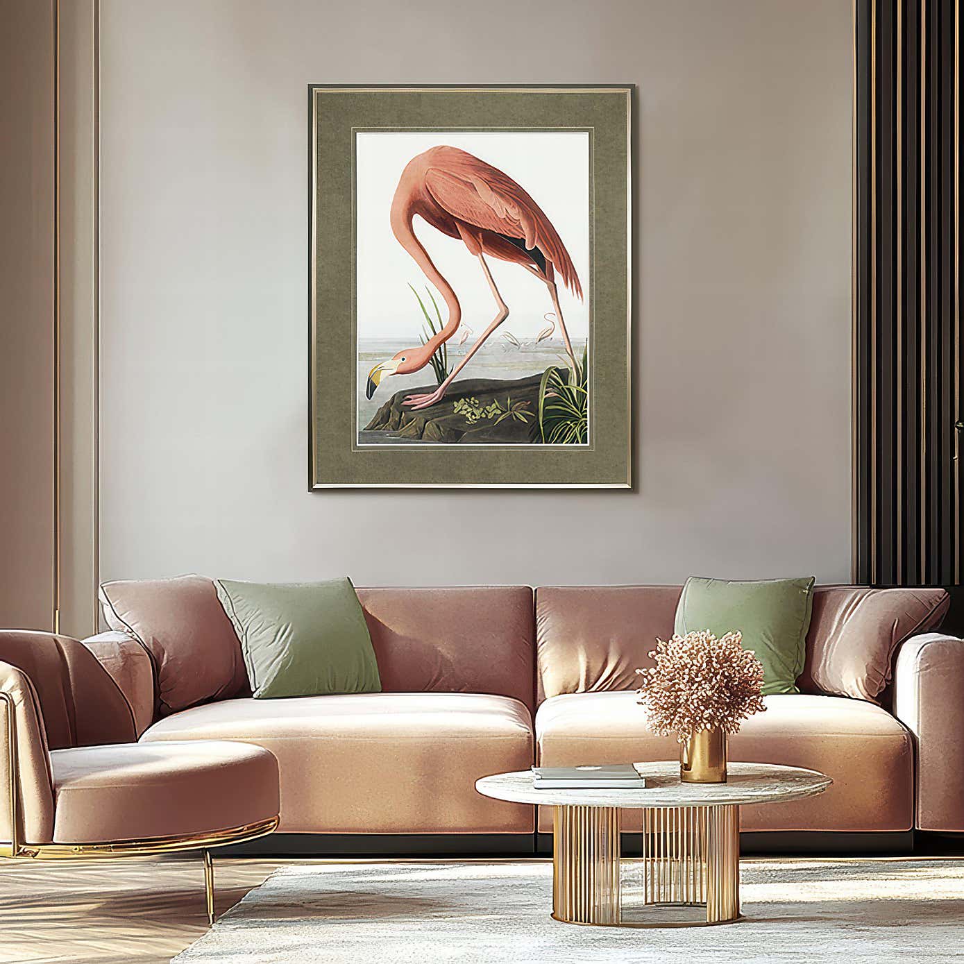 Cedar & Sage Vintage Flamingo Framed Print