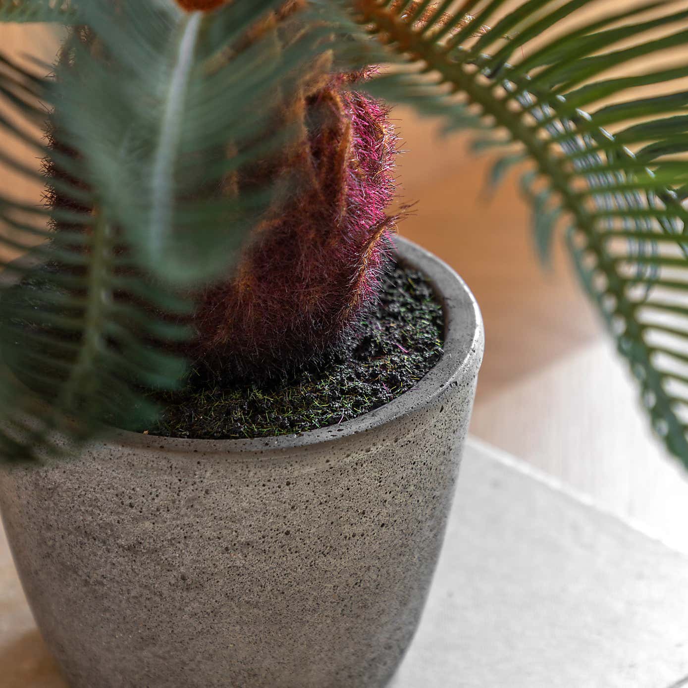 Artificial Wide Palm in Concrete Pot