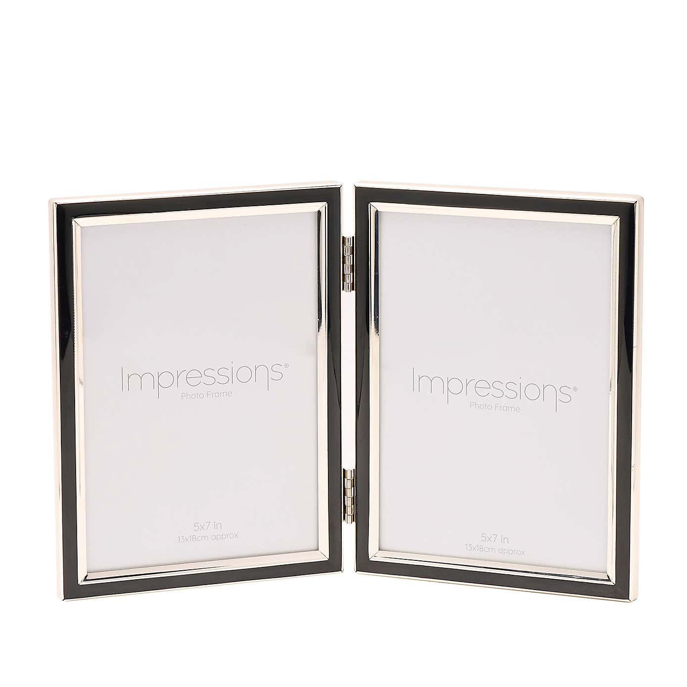 Silver Plated Black Epoxy Double Photo Frame