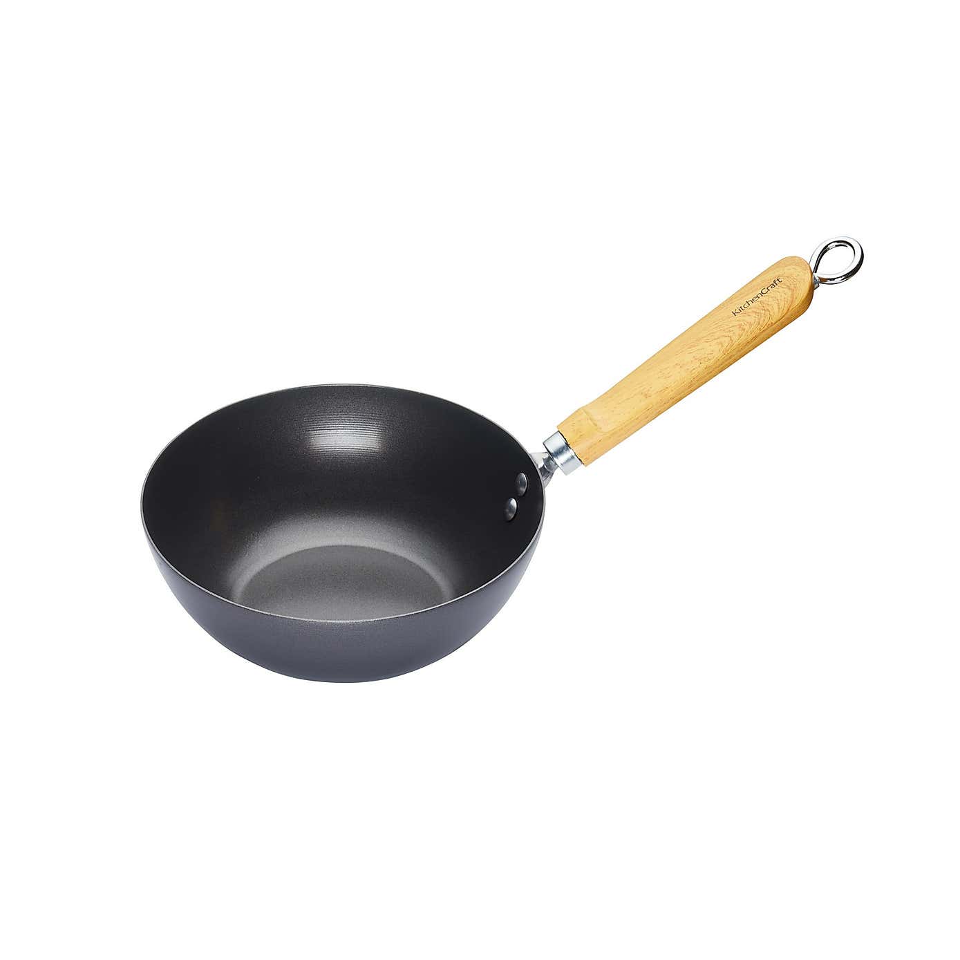 KitchenCraft World of Flavours Oriental Non-Stick Steel Wok, 20cm