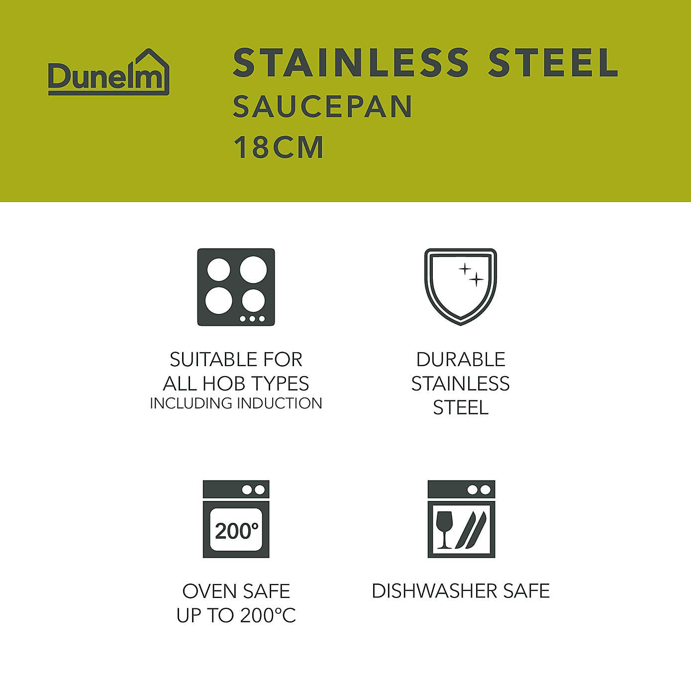 Essentials Stainless Steel Saucepan, 18cm