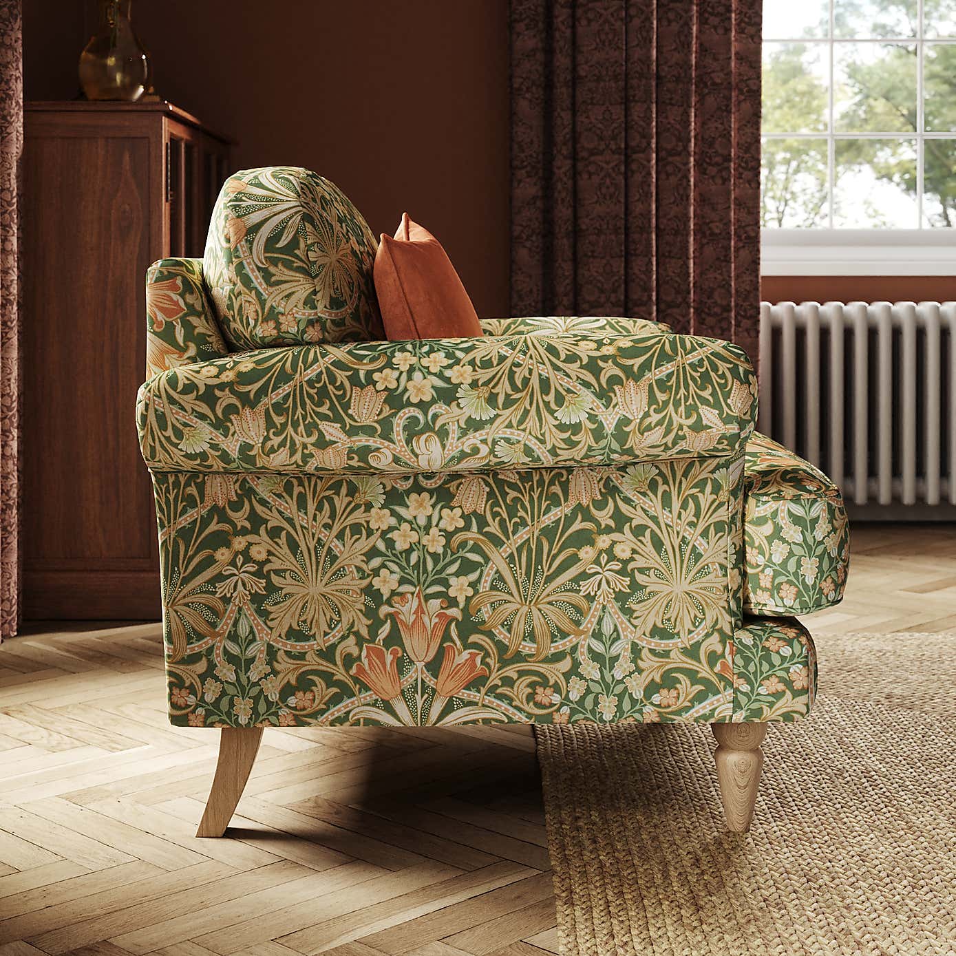 Jolene William Morris Woodland Weeds Print Velvet Snuggle Chair