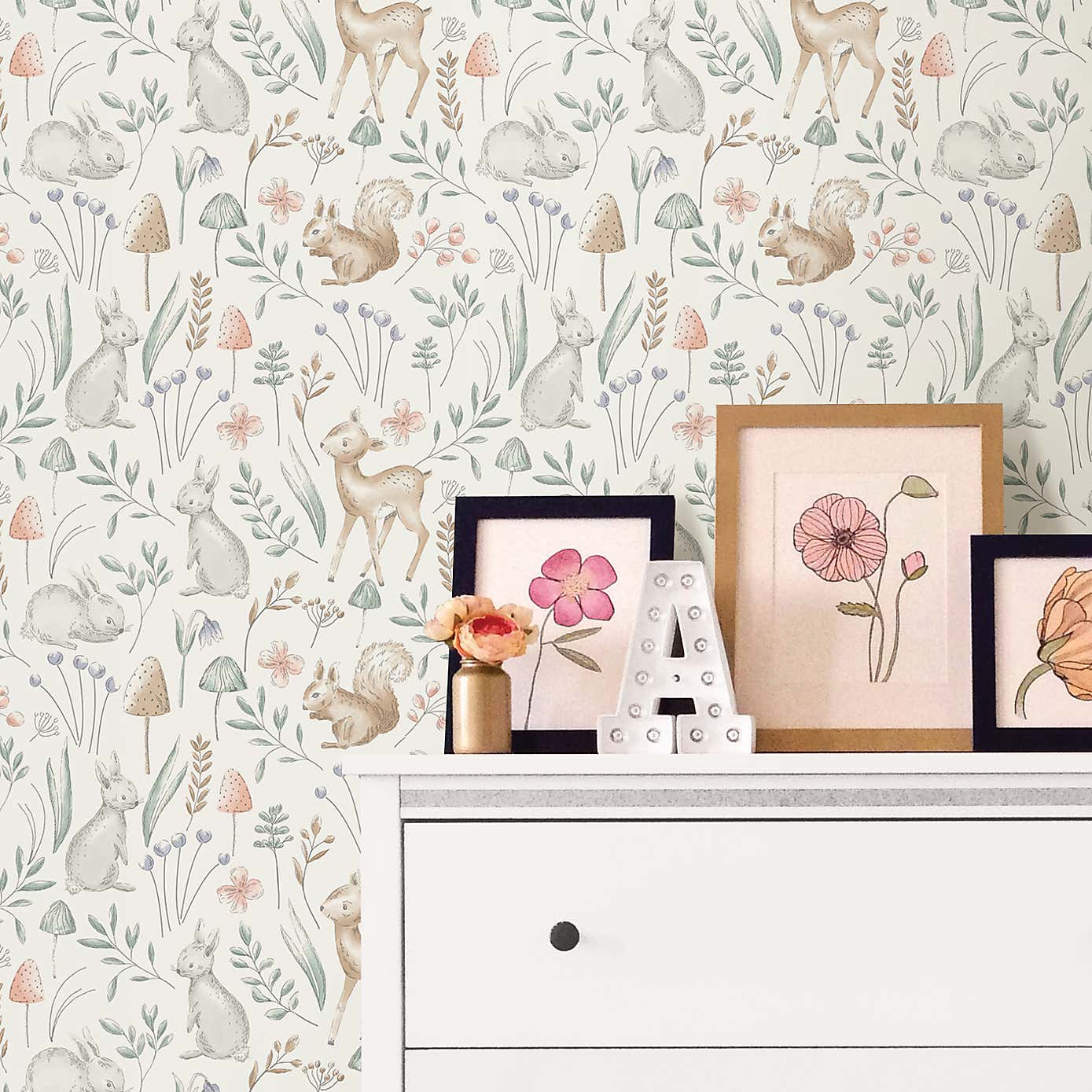 Nu Wall Self Adhesive Woodland Animals Wallpaper