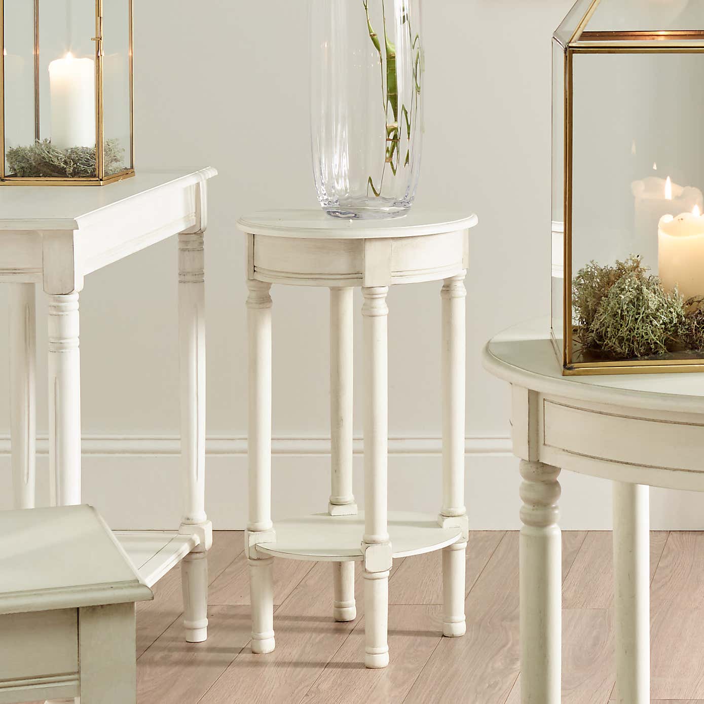 Pacific Heritage Round Side Table, Painted Pine