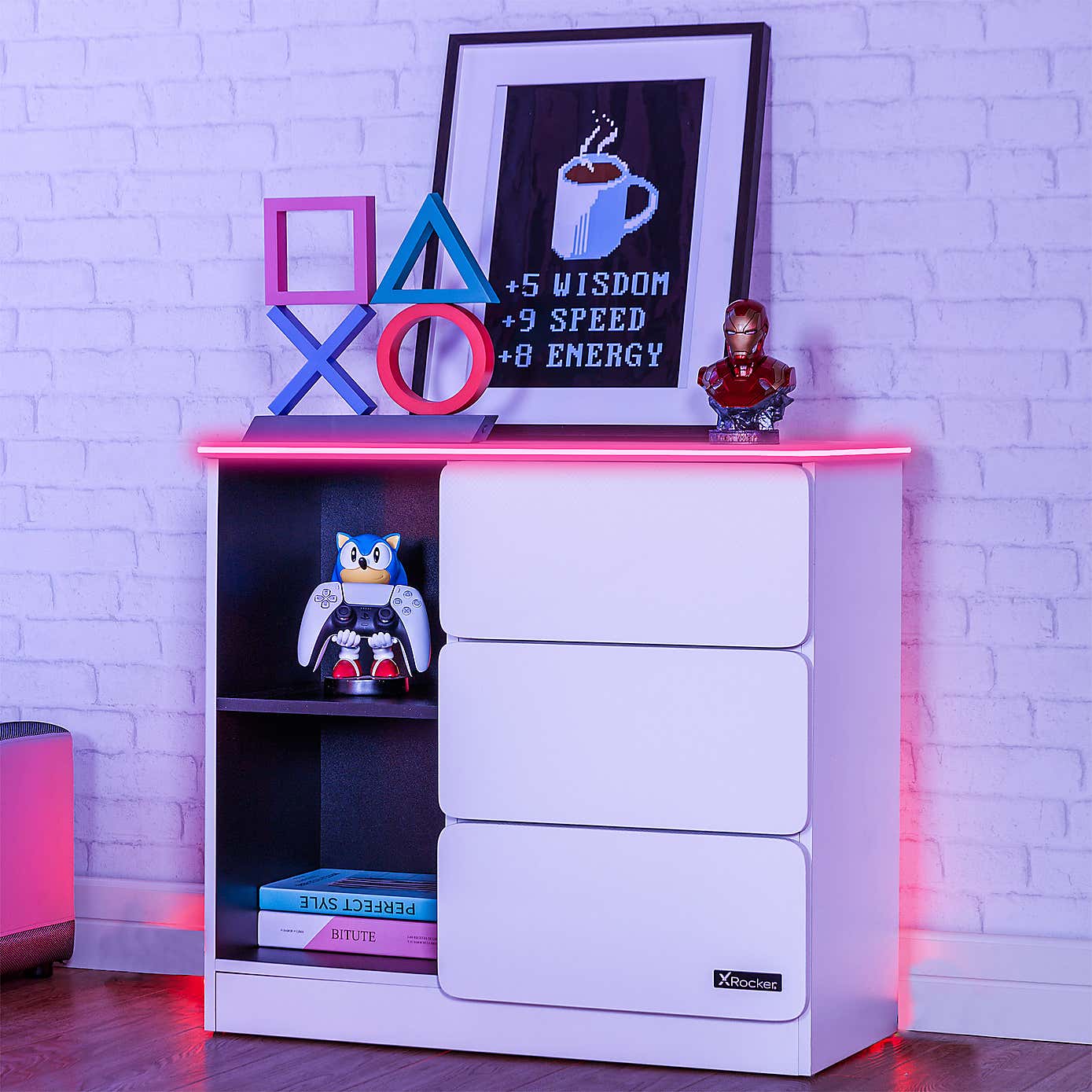 X Rocker Carbon Tek Chest of Drawers with Neo Fibre LED
