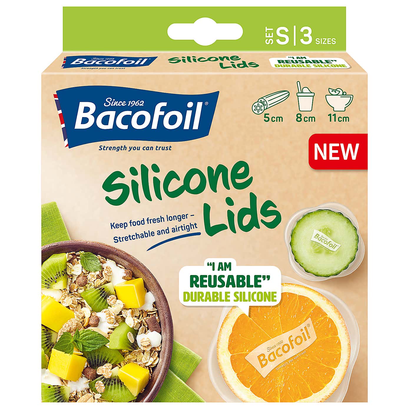 Set of 3 Bacofoil Small Silicone Lids