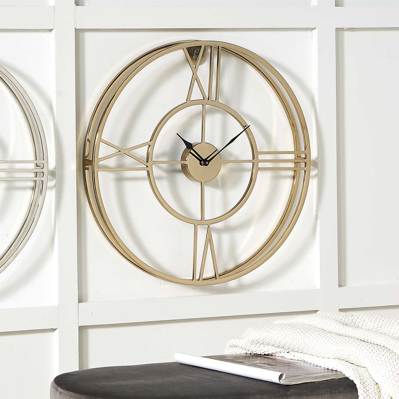 Metal Double Framed Wall Clock 50cm