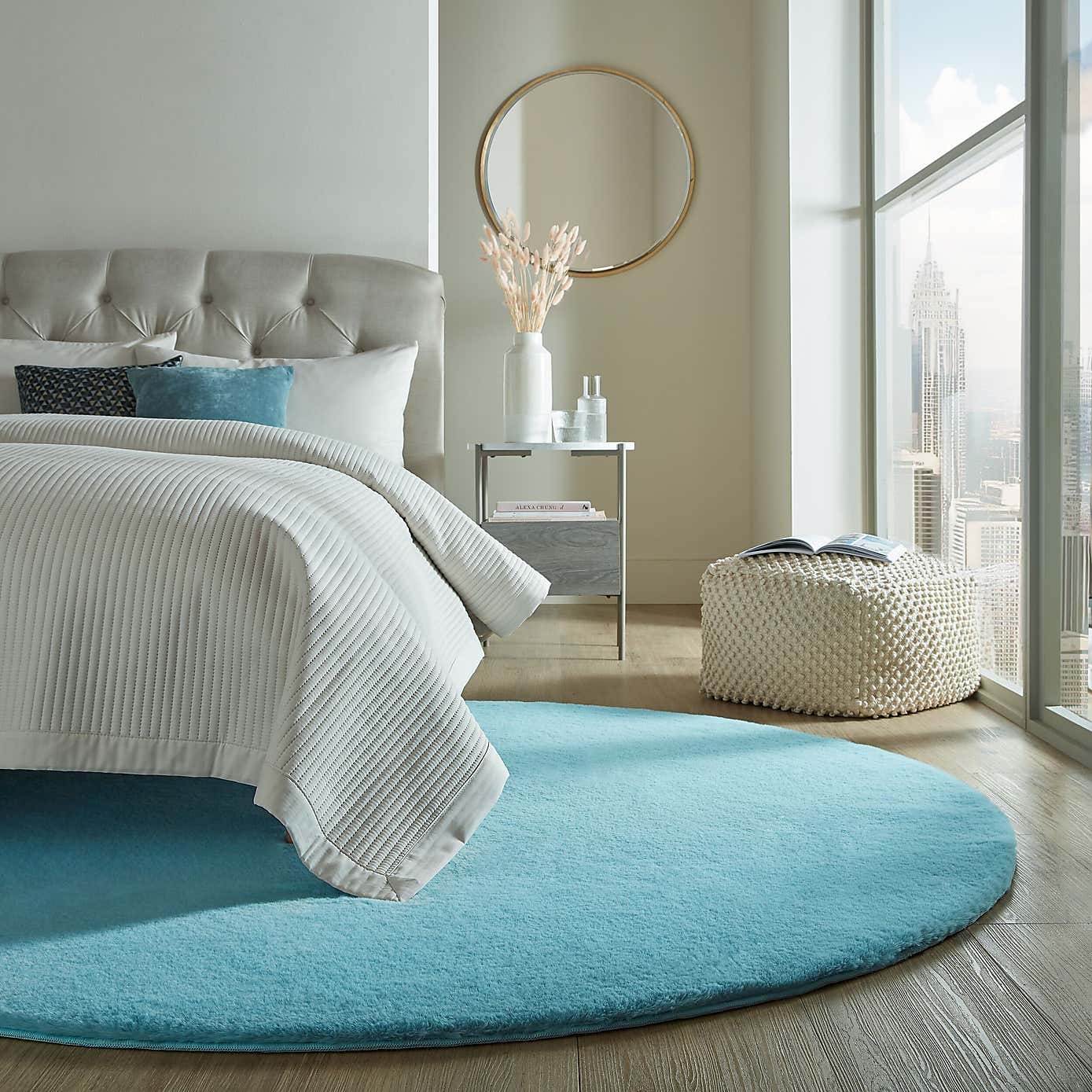 Supersoft Grey Circle Rug