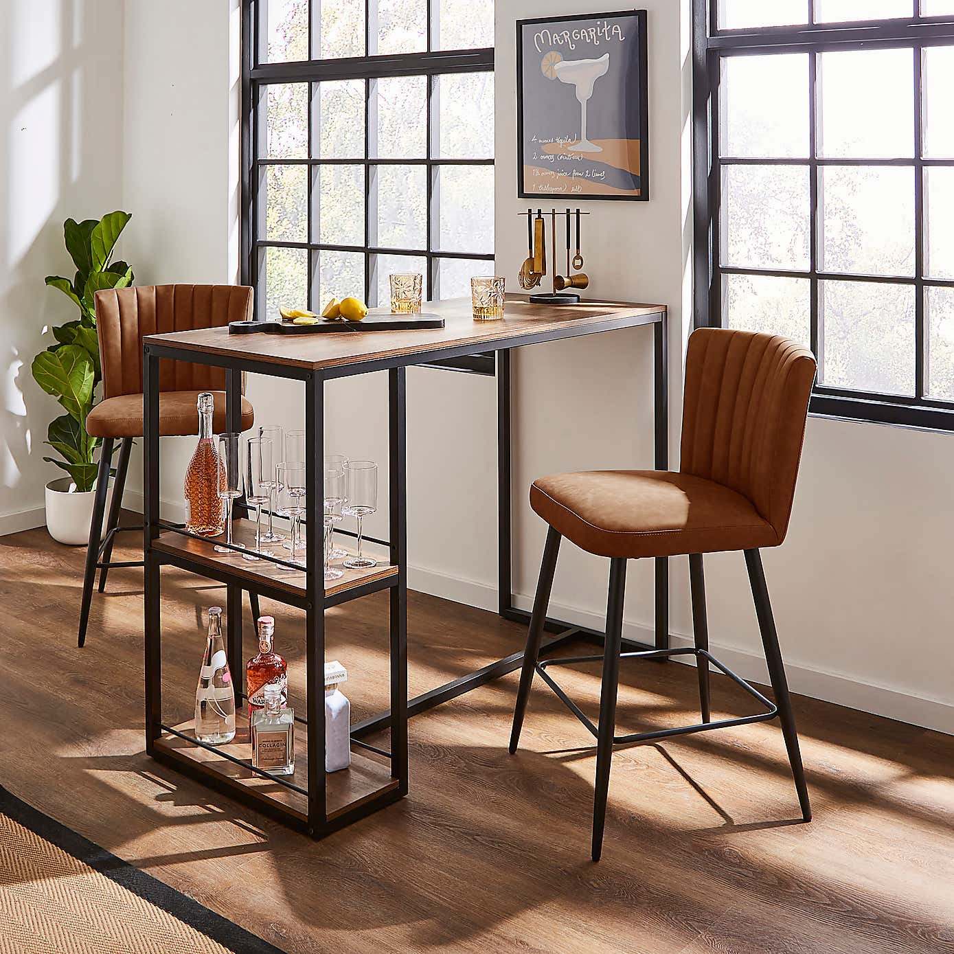 Taylor Counter Height Bar Stool, Grey Faux Leather