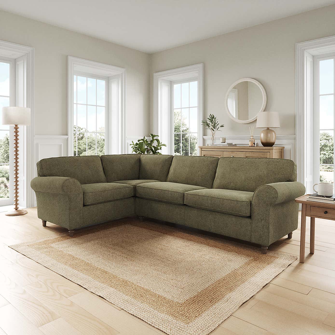 Flori Corner Sofa, Soft Chenille