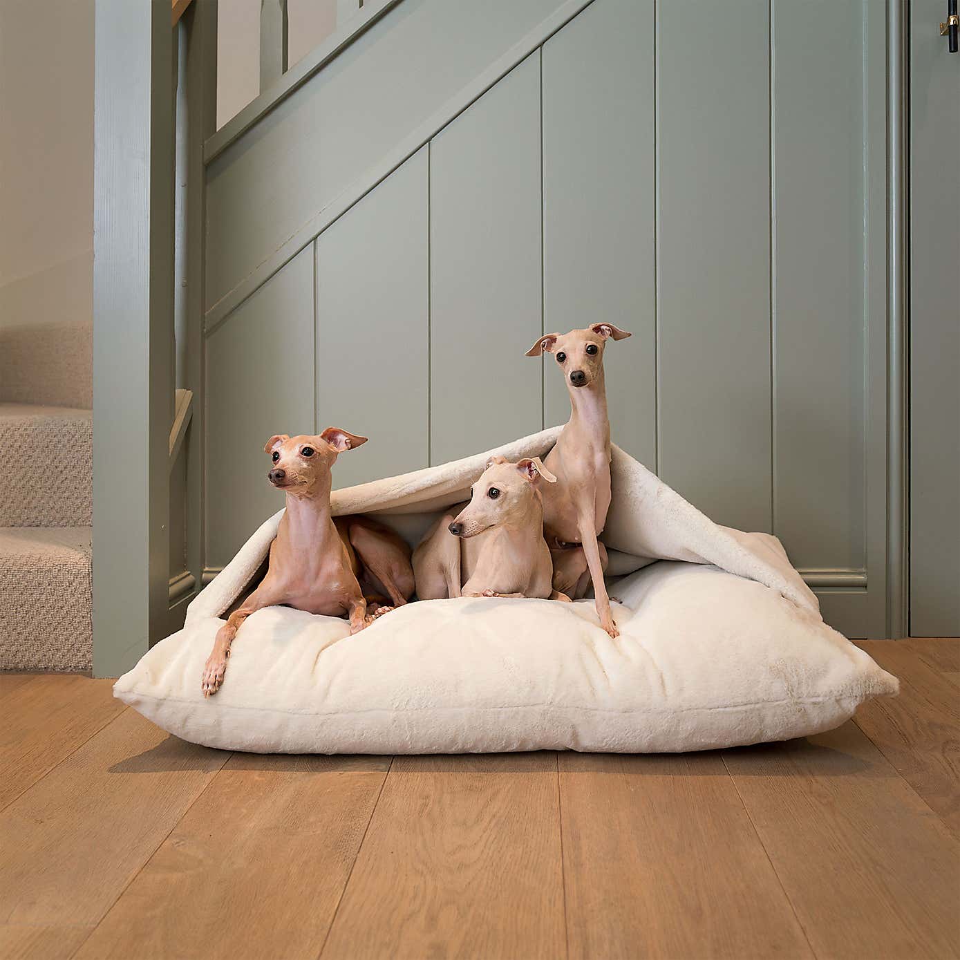 Lords and Labradors Faux Fur Sleepy Burrow Dog Bed