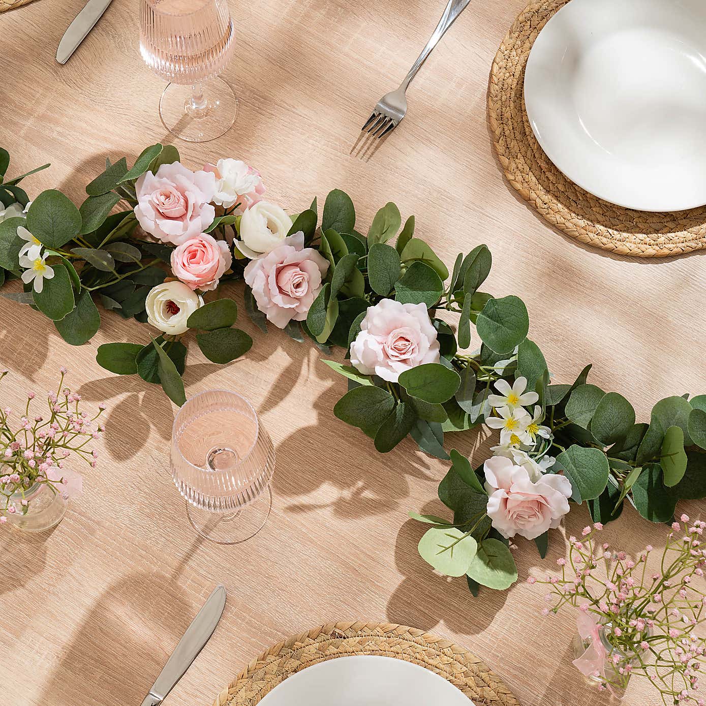 Artificial Pink Rose Mixed Floral Vintage Garland