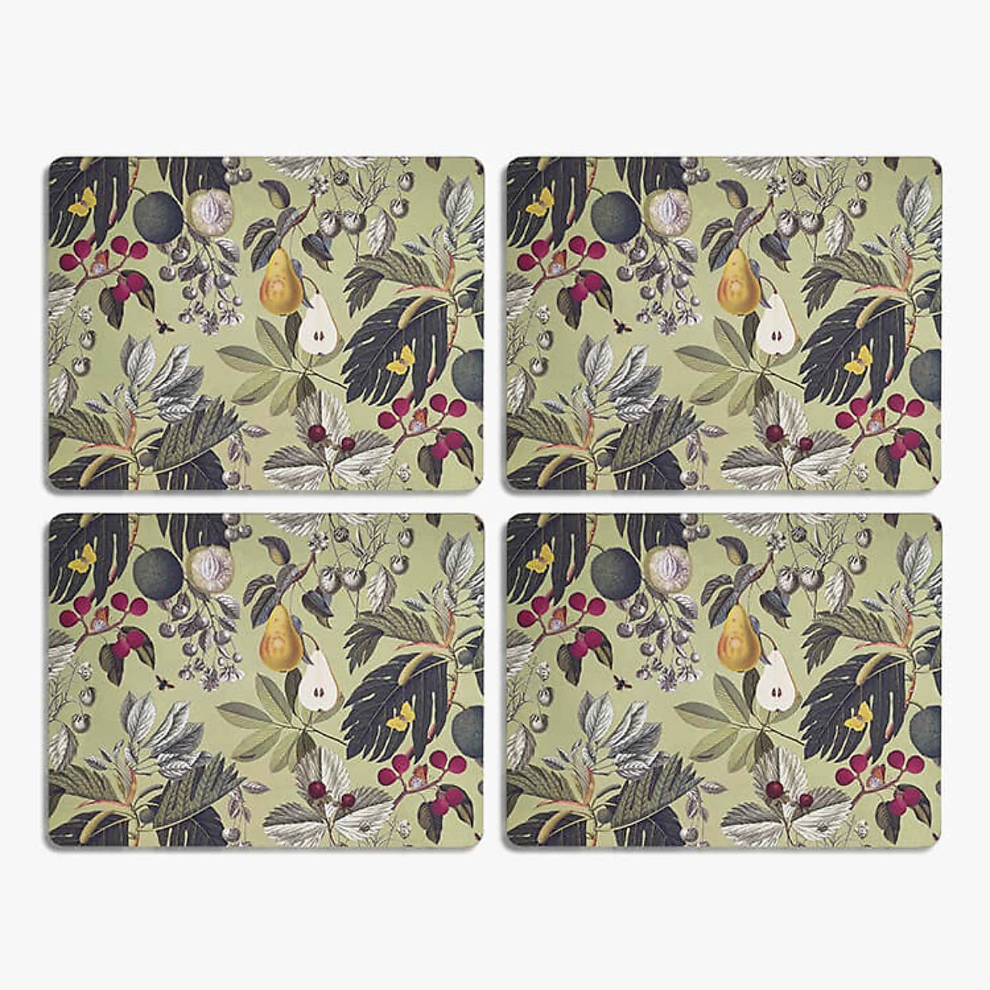 Set of 4 Kew Fruit And Floral Rectangle Placemats
