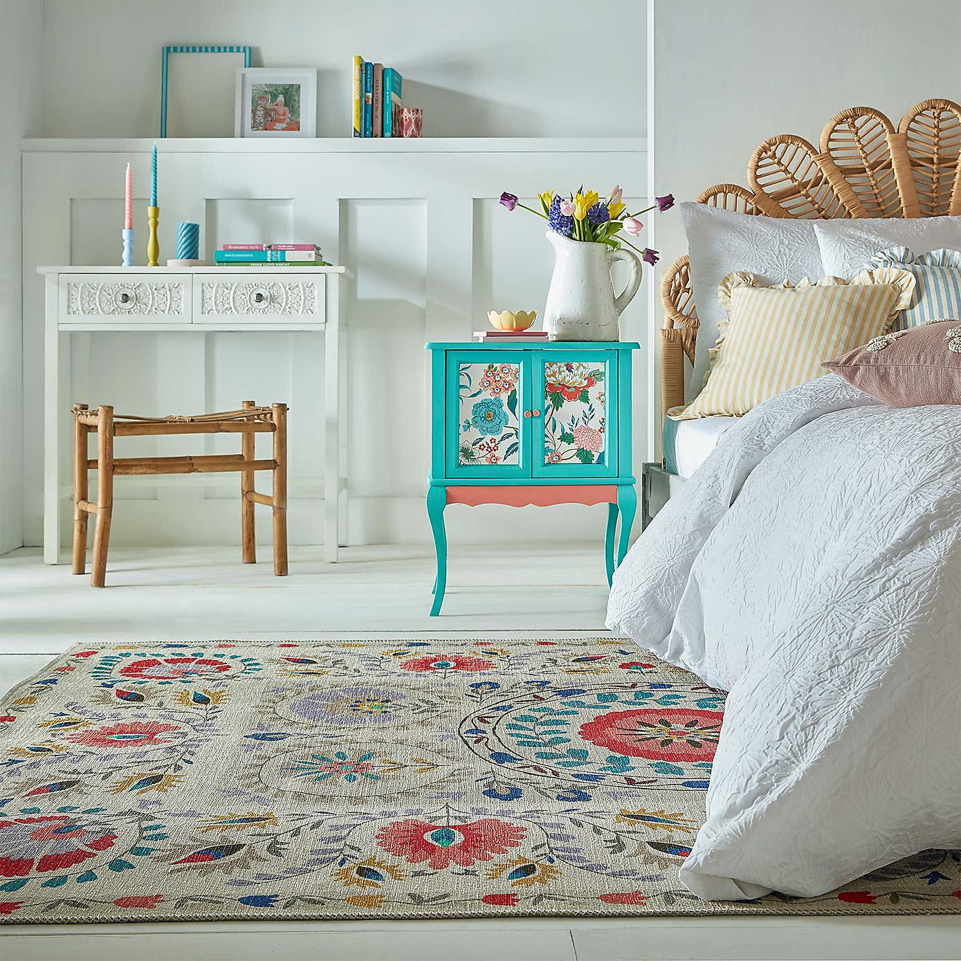PractiRug Hani Floral Washable Rug