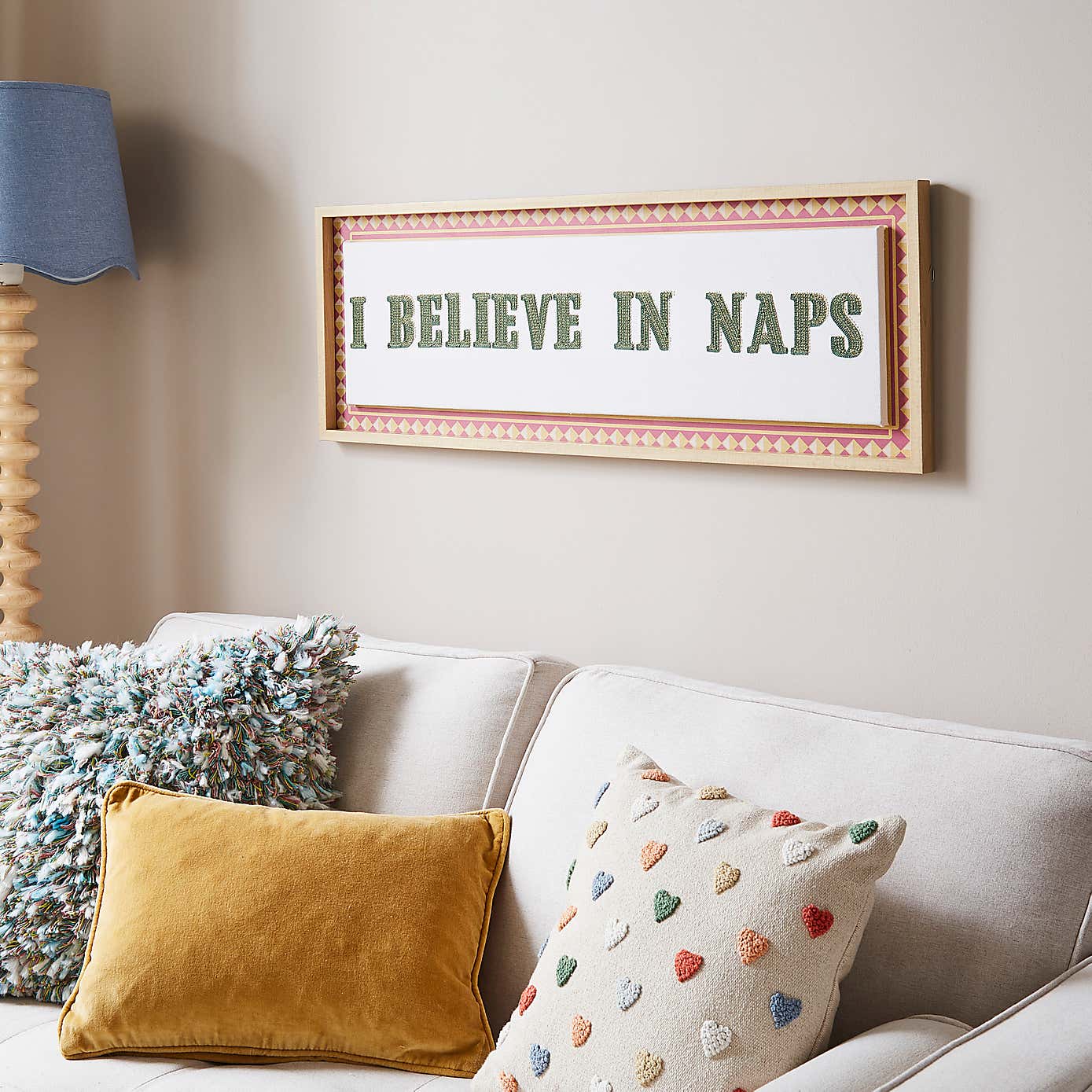 I Believe In Naps Embroidered Framed Canvas