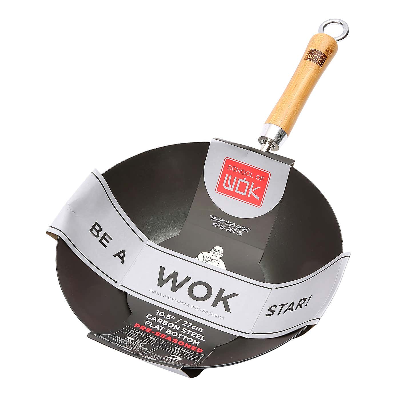 School of Wok 27cm Pre Seasoned Carbon Steel Wok
