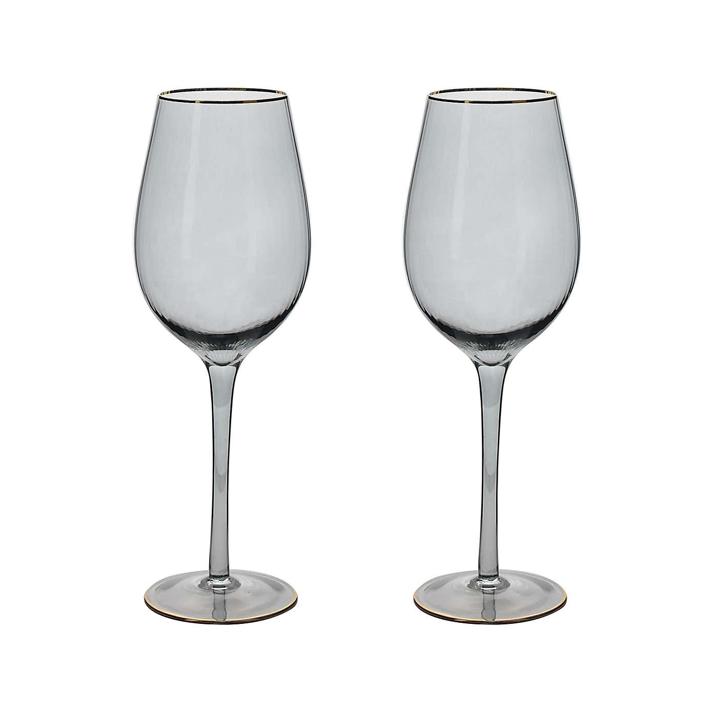 Hestia Set of 2 Wine Glasses with Gold Rim