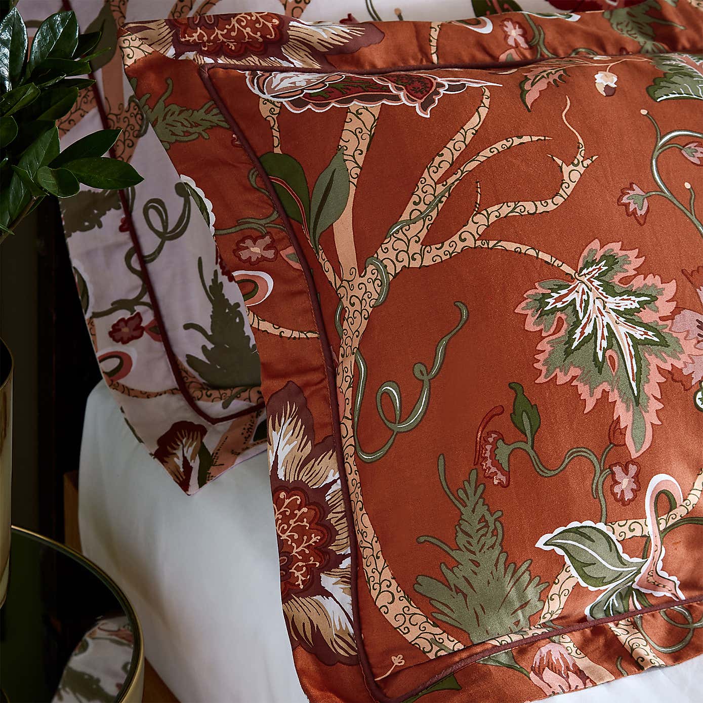 Paoletti Botanist Rust 100% Cotton Reversible Duvet Cover and Pillowcase Set