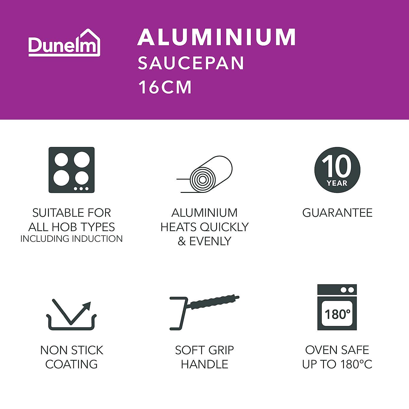 Non-Stick Aluminium Saucepan, 16cm