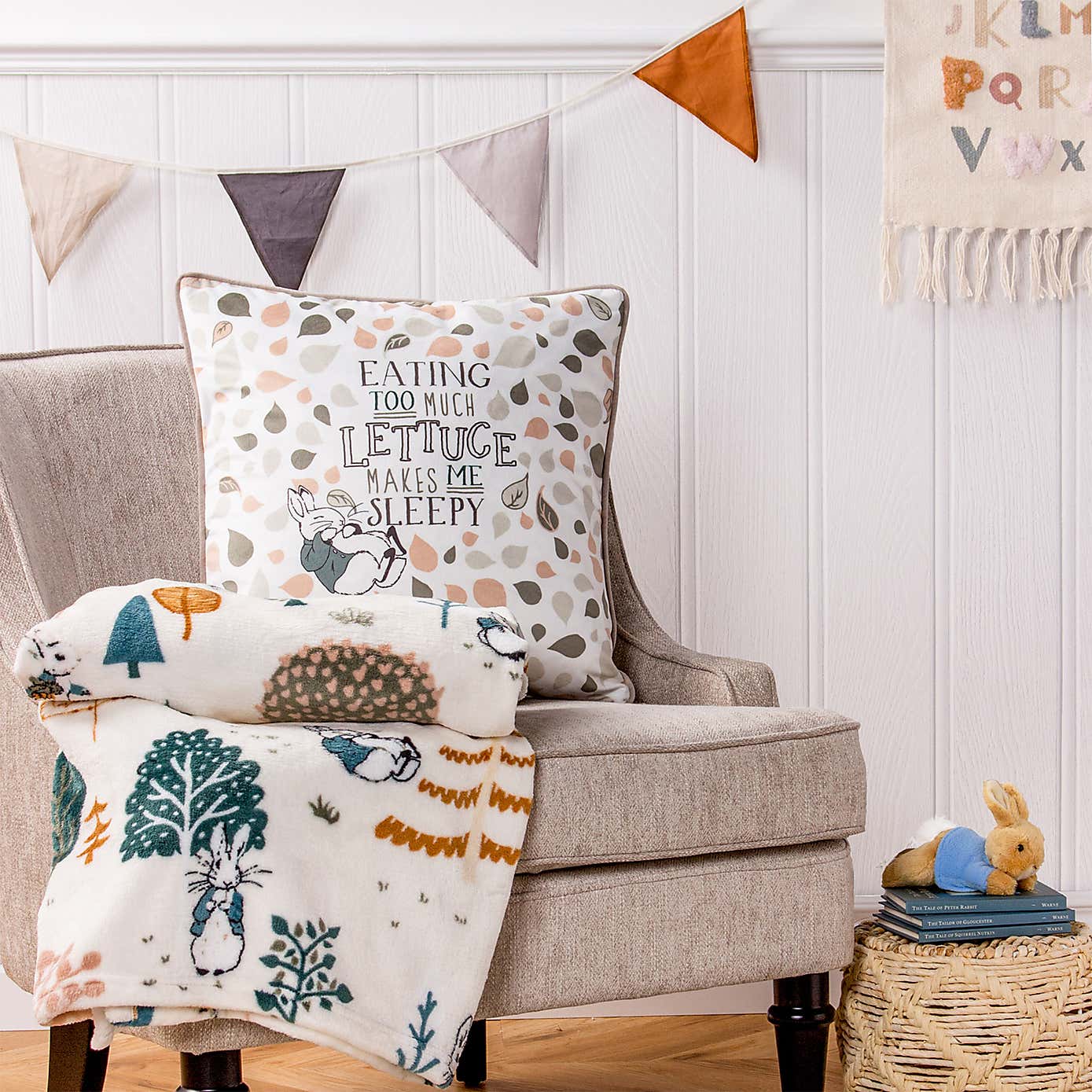 Peter Rabbit Scandi Wood Natural Cushion