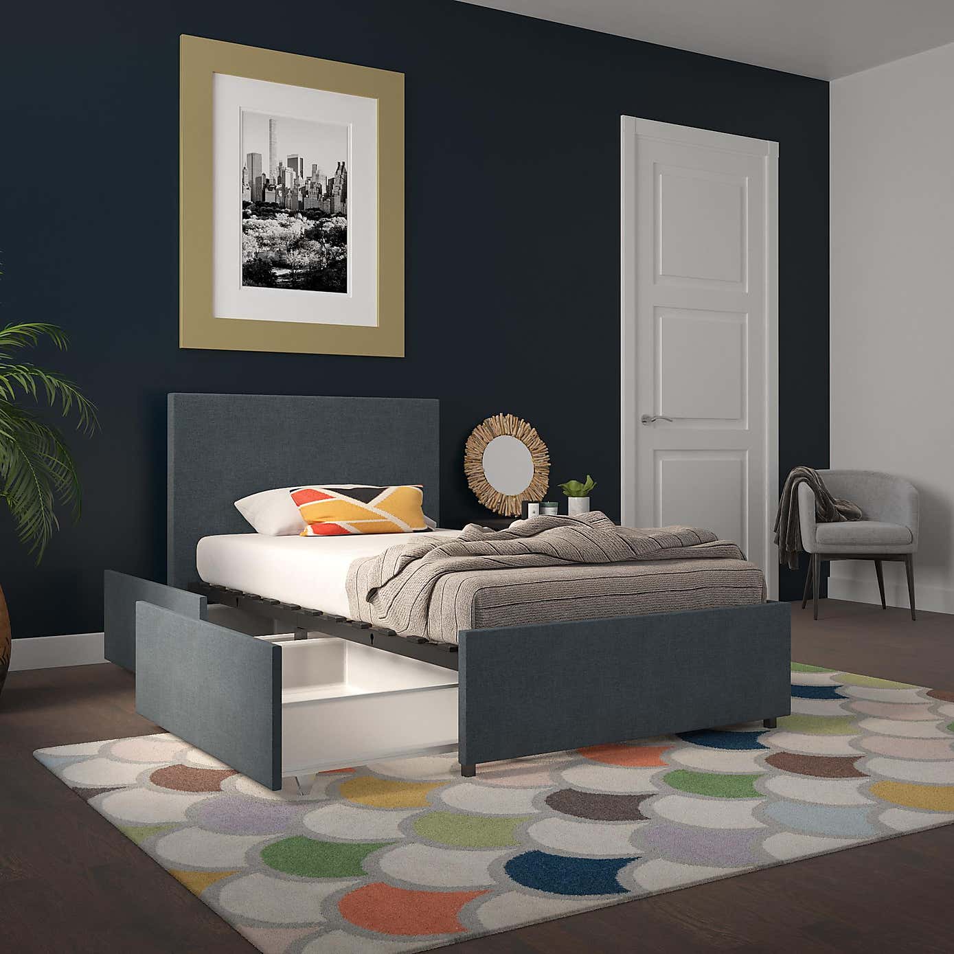 Novogratz Kelly Linen 2 Drawer Bed