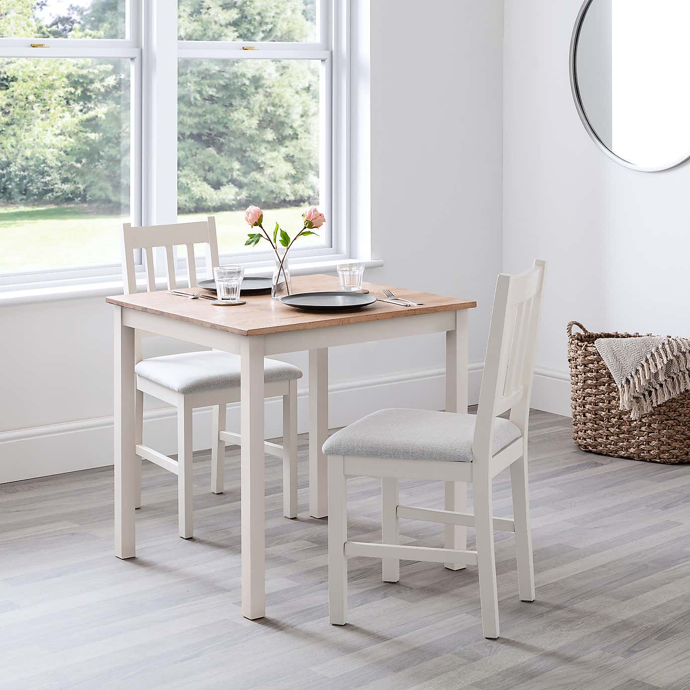 Coxmoor Square Dining Table Ivory with Oak