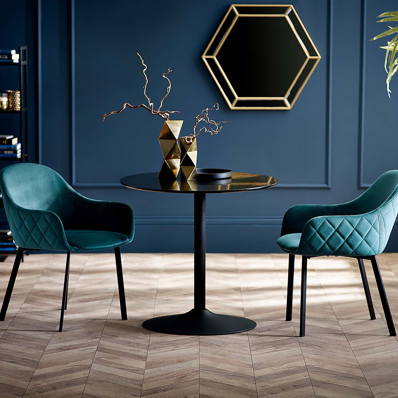 Nero 4 Seater Round Dining Table, 80cm