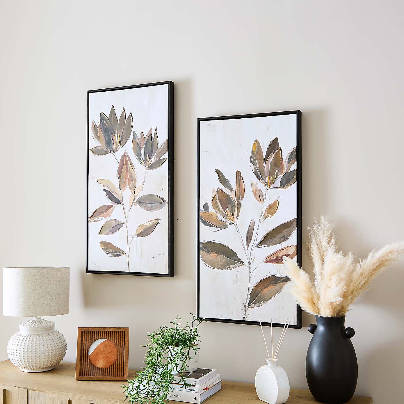 Set of 2 Autumn Flowers Framed Canvases