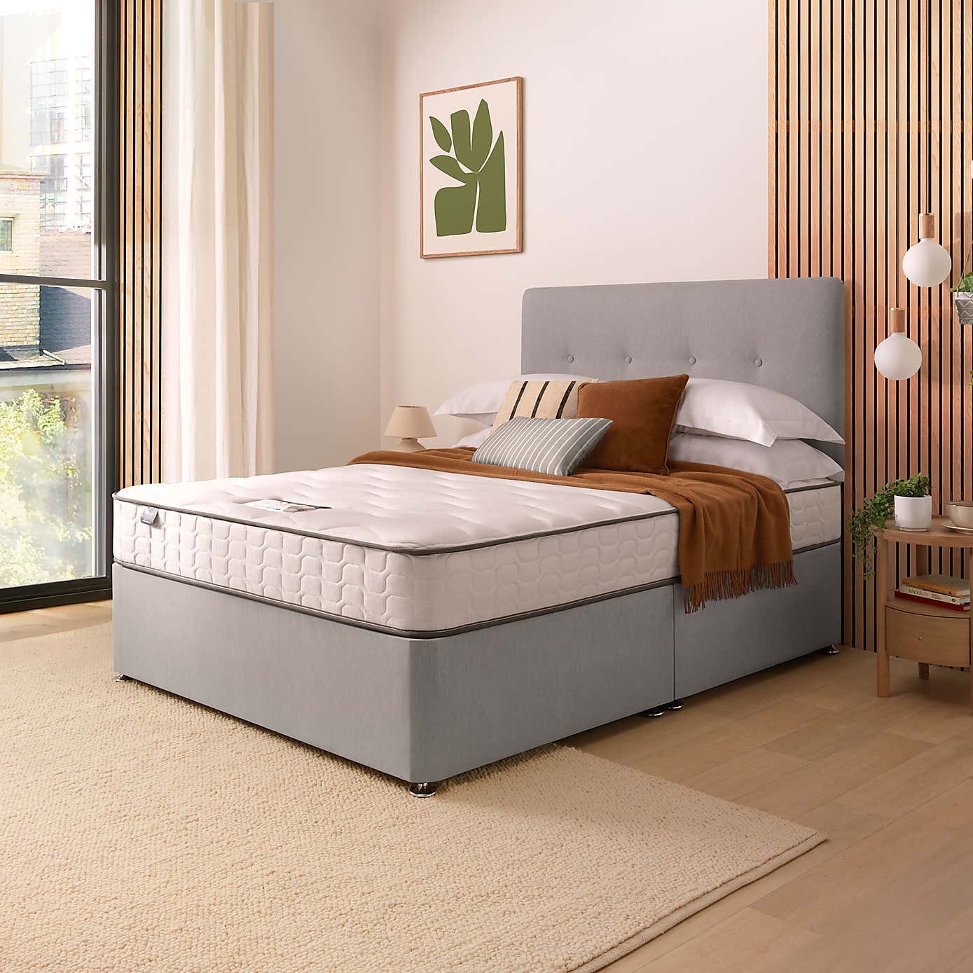 Silentnight 2 Drawer Divan Bed With Fabric Francisco Headboard