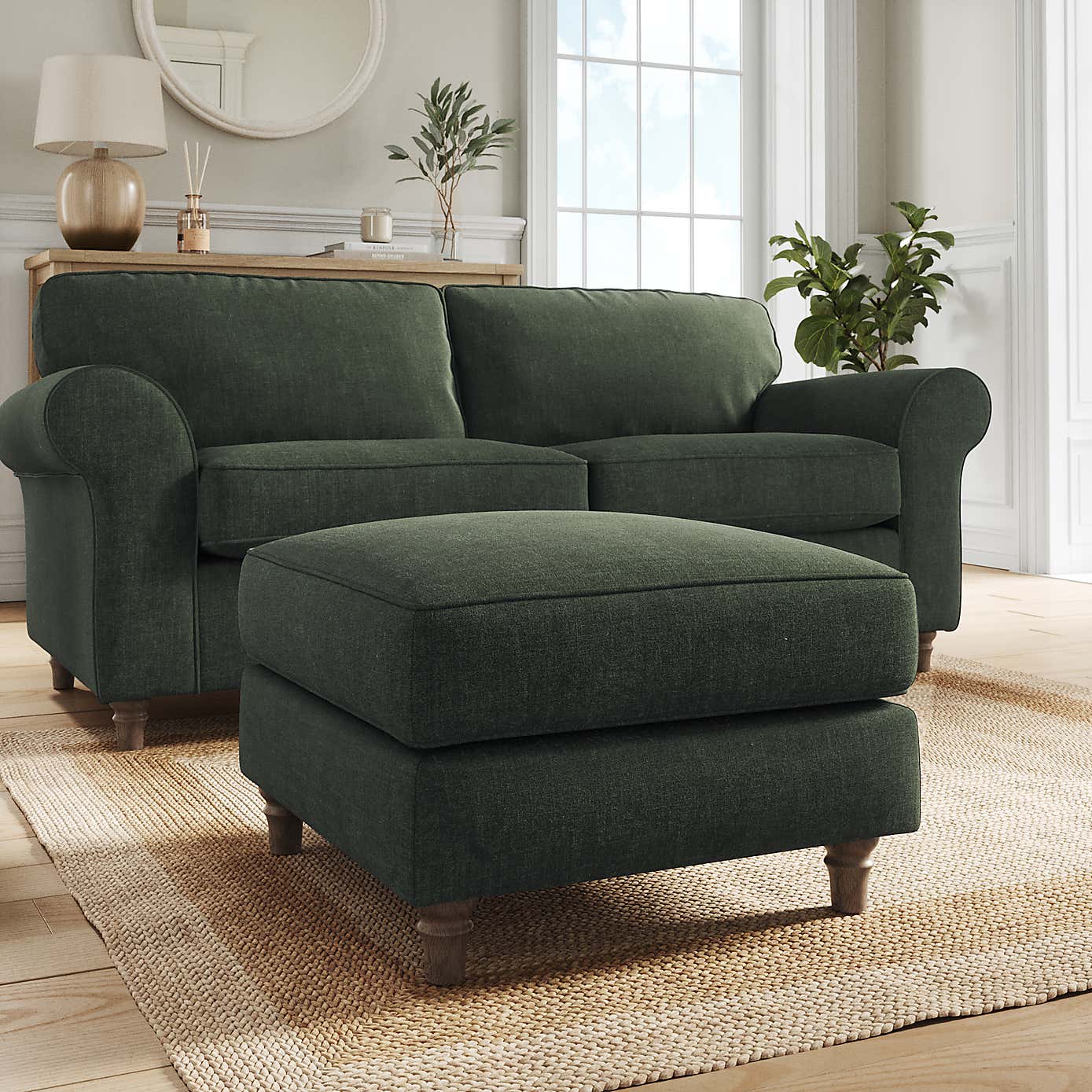Flori Footstool, Tonal Plush Chenille