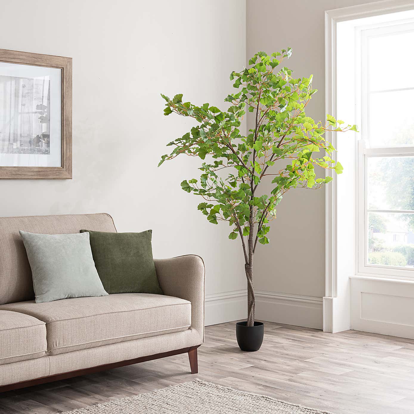 Artificial Ginkgo Tree in black Plant Pot