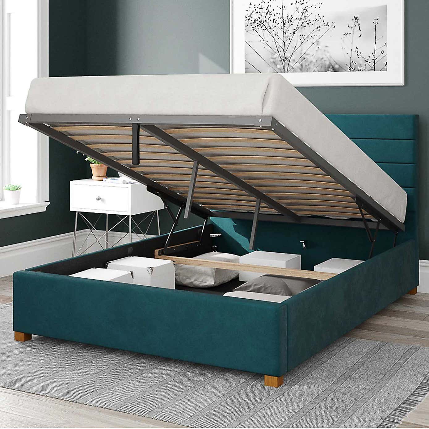 Kelly Plush Velvet Ottoman Bed Frame