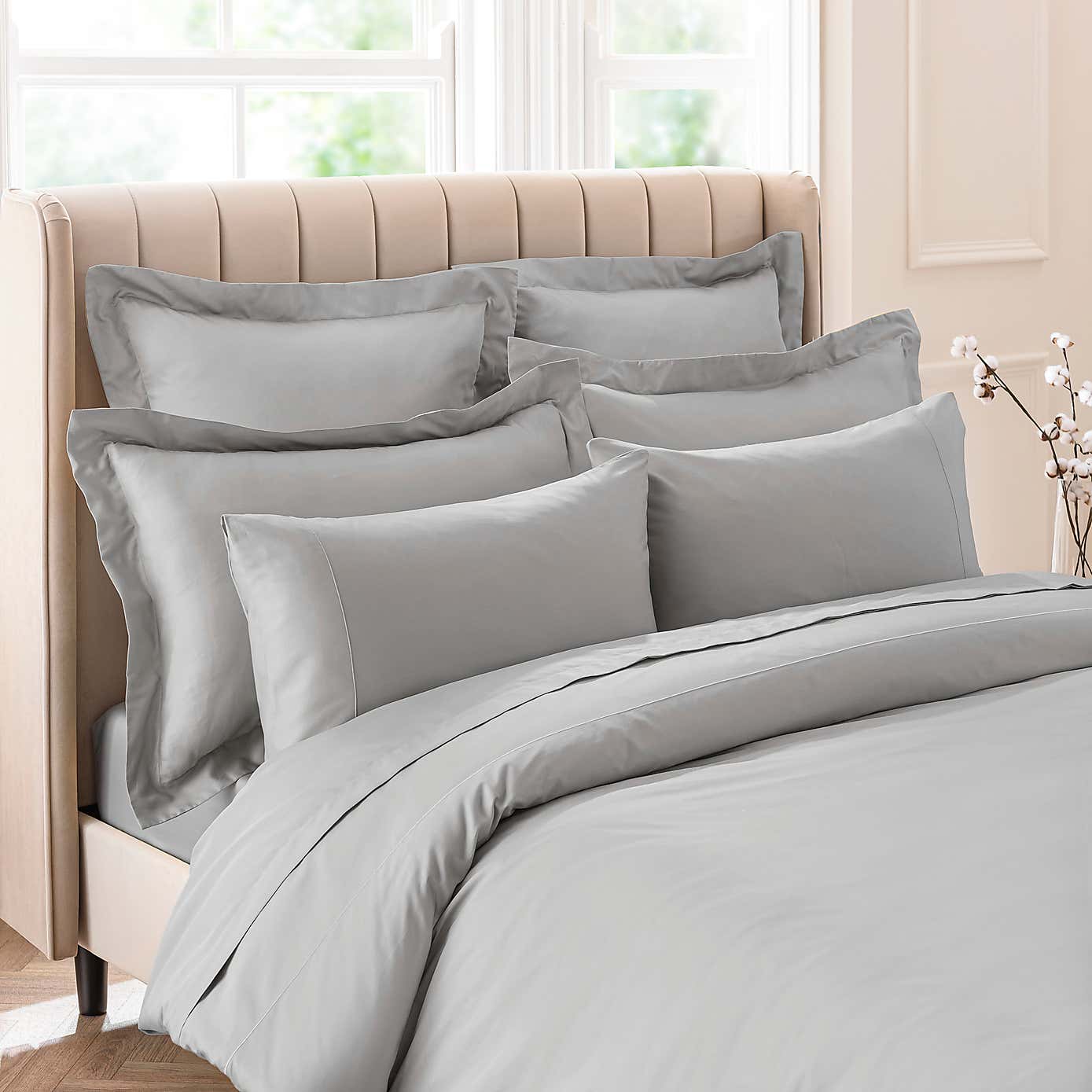 Dorma 300 Thread Count 100% Cotton Sateen Plain Kingsize Oxford Pillowcase