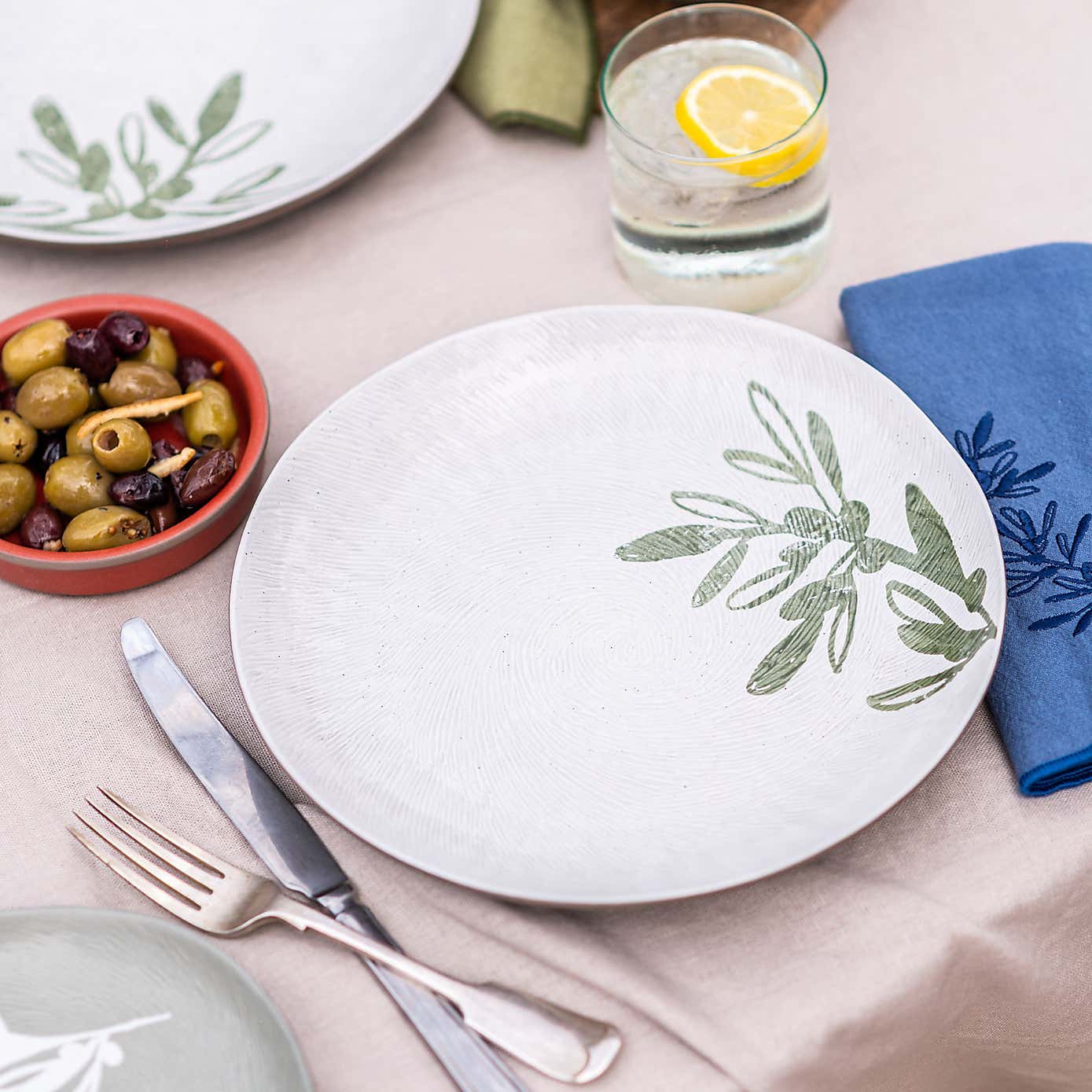 PurerHome x Eden Project Set of 4 Olives Stoneware Dinner Plates