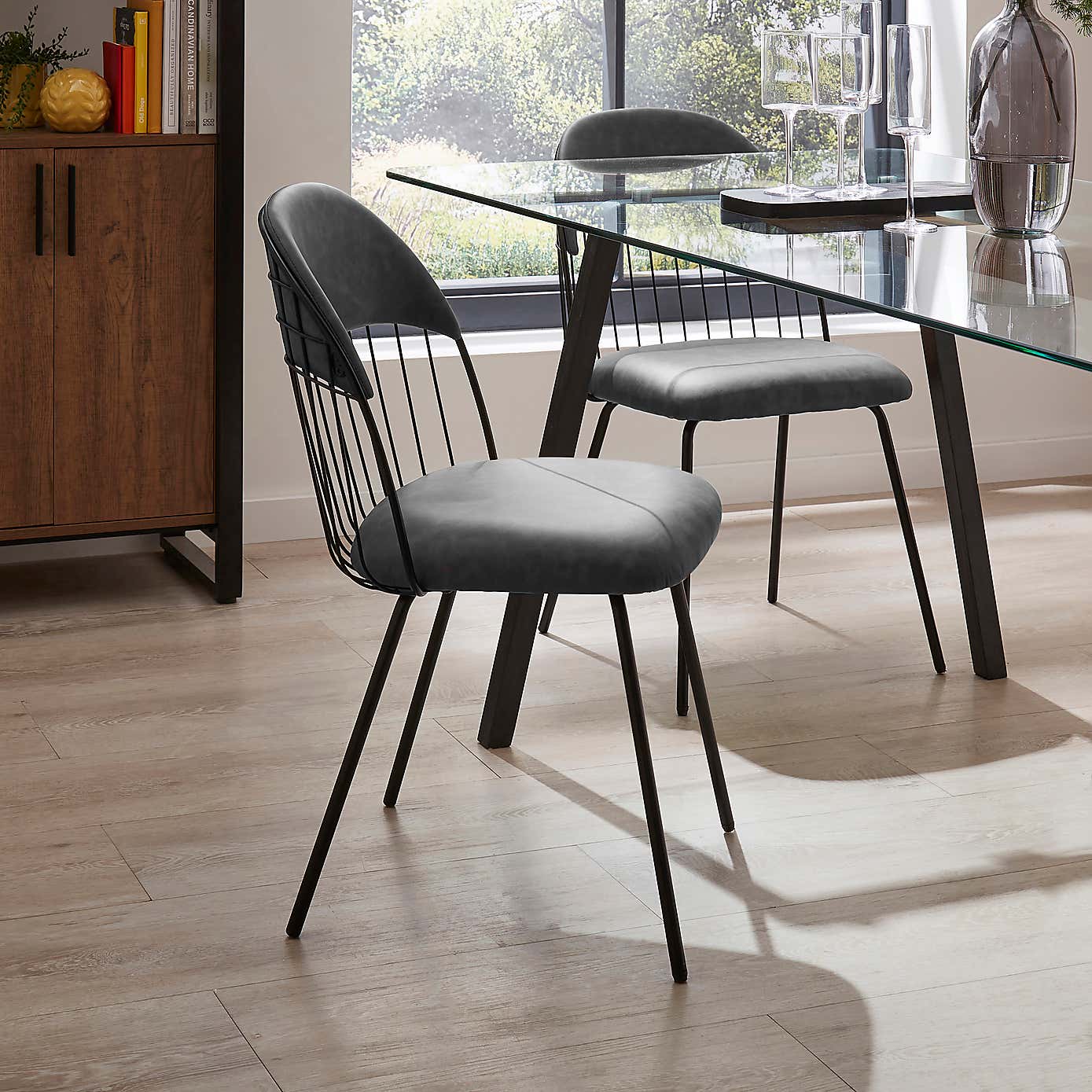 Marcela Set of 2 Chairs, Tan Faux Leather