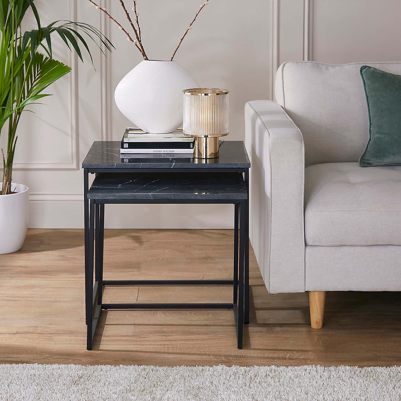 Daphne Square Nest of 2 Tables, Marble