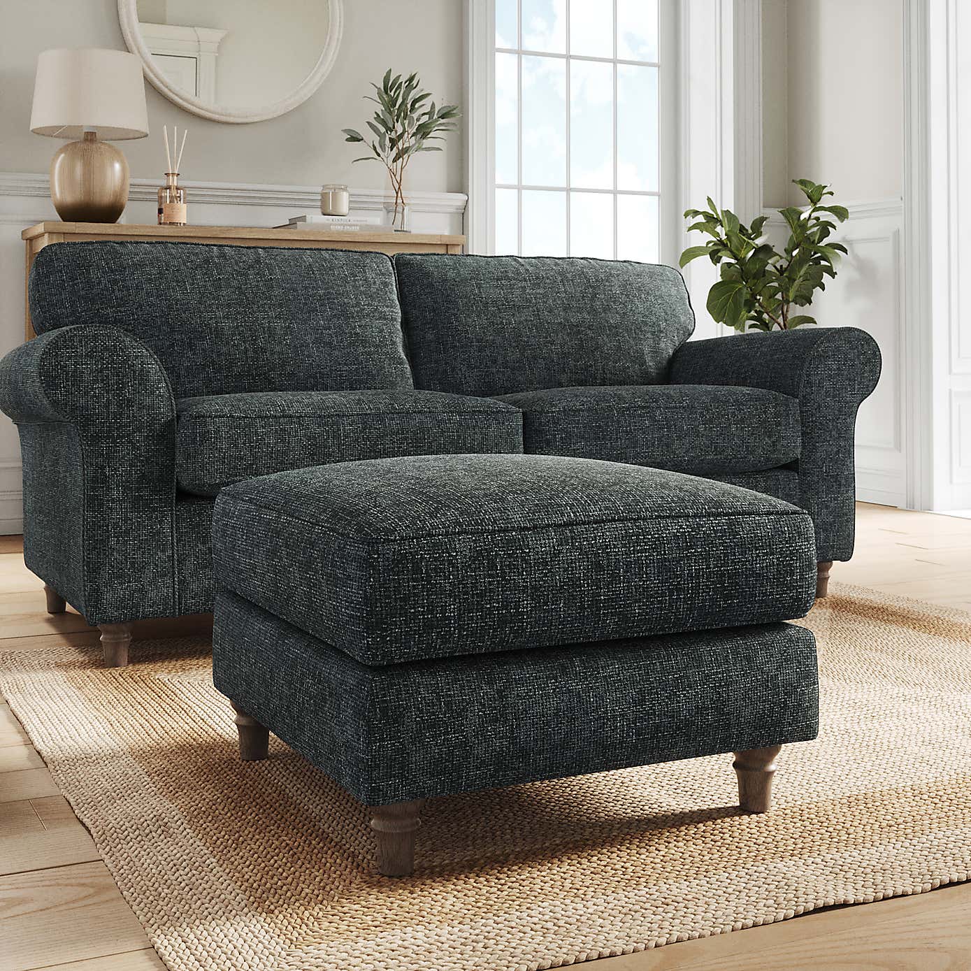 Flori Footstool, Chunky Chenille