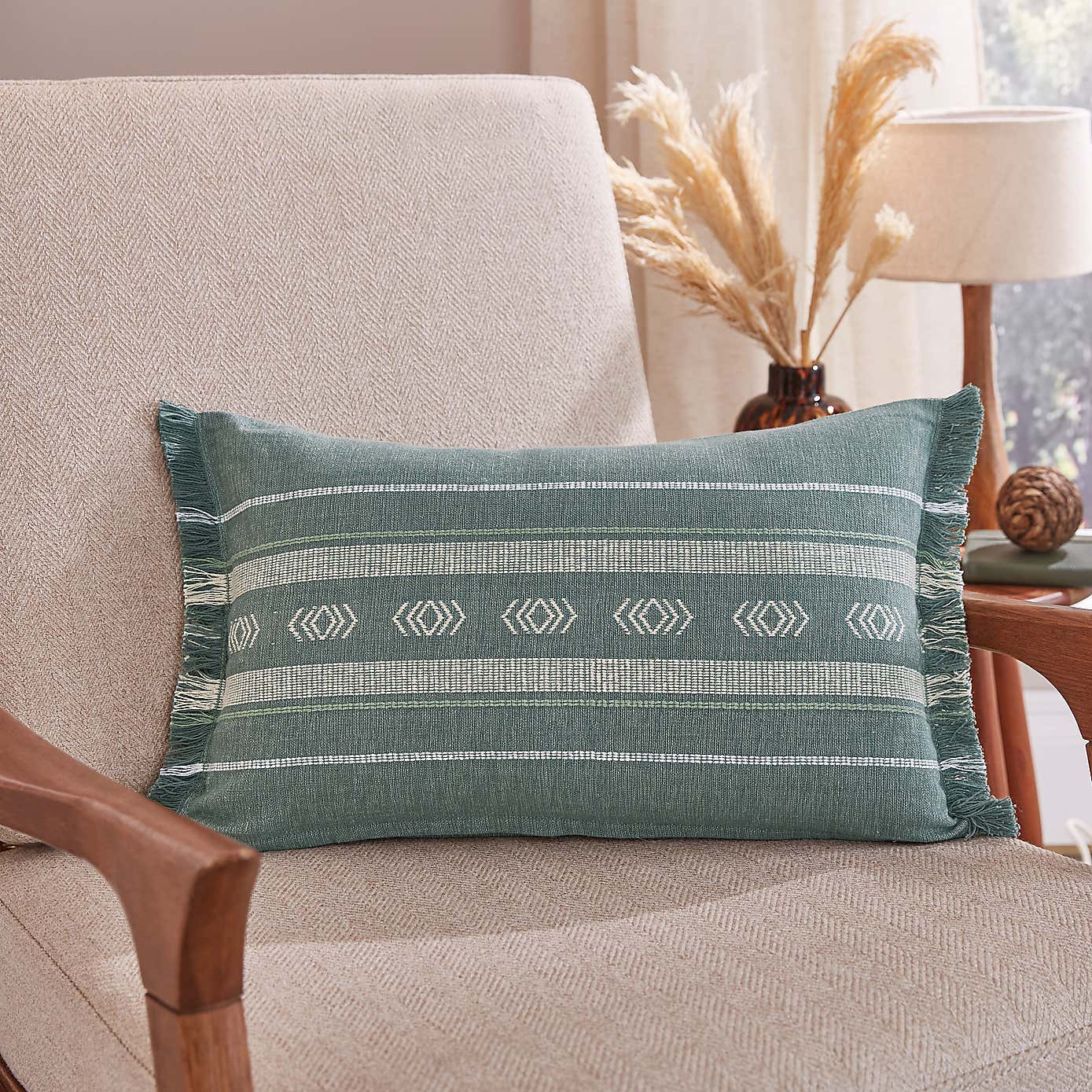 Global Fringe Edge Cotton Rectangle Cushion
