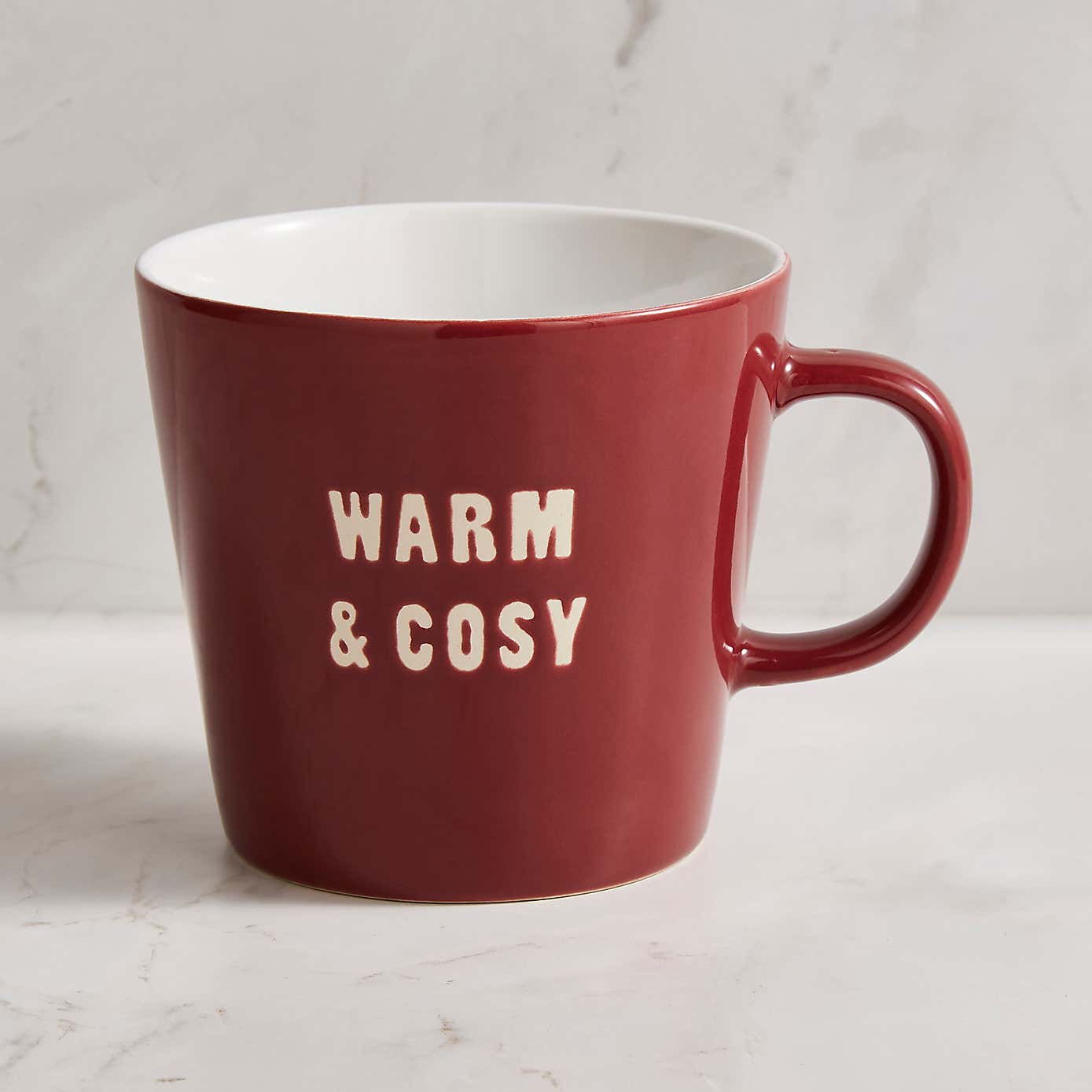 Ceramic Burgundy Warm & Cosy Slogan Mug
