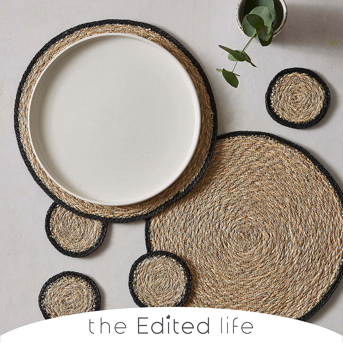 Set of 2 Black Grass Braid Placemats