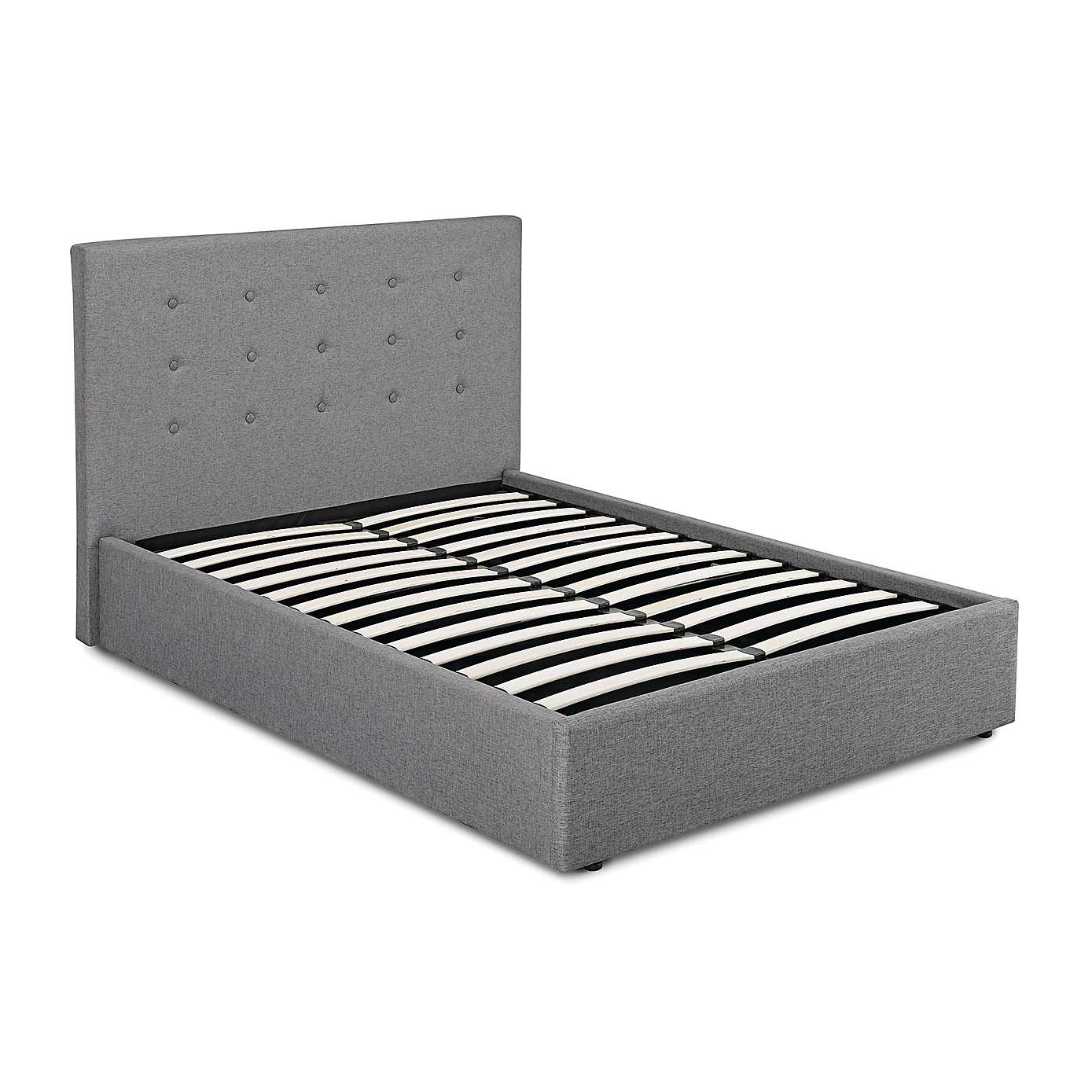 Lucca Beige Upholstered Ottoman Bed
