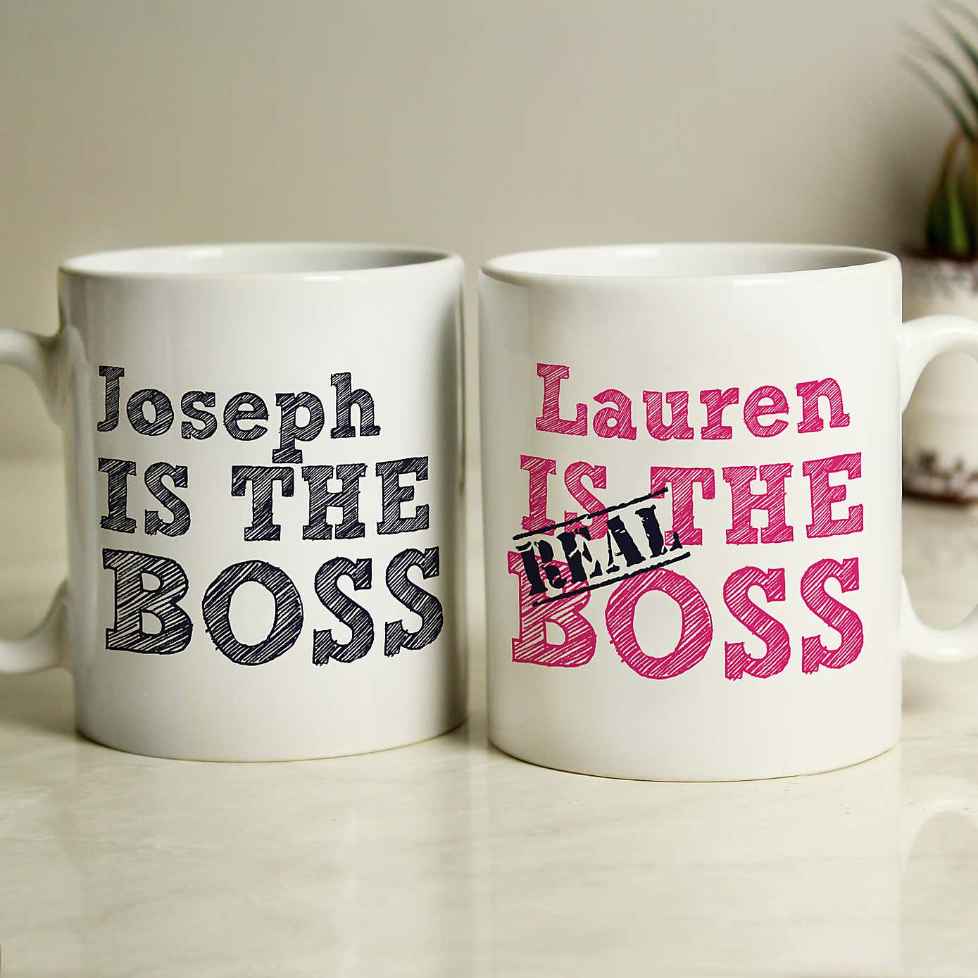 Personalised The Real Boss Mug Set