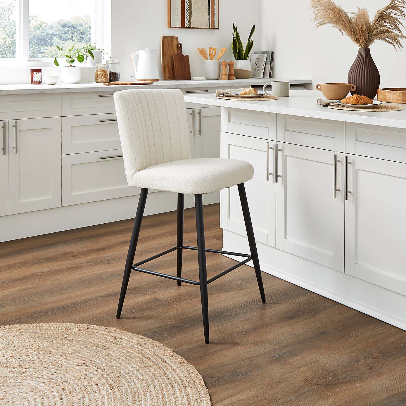 Taylor Counter Height Bar Stool, Ivory Boucle