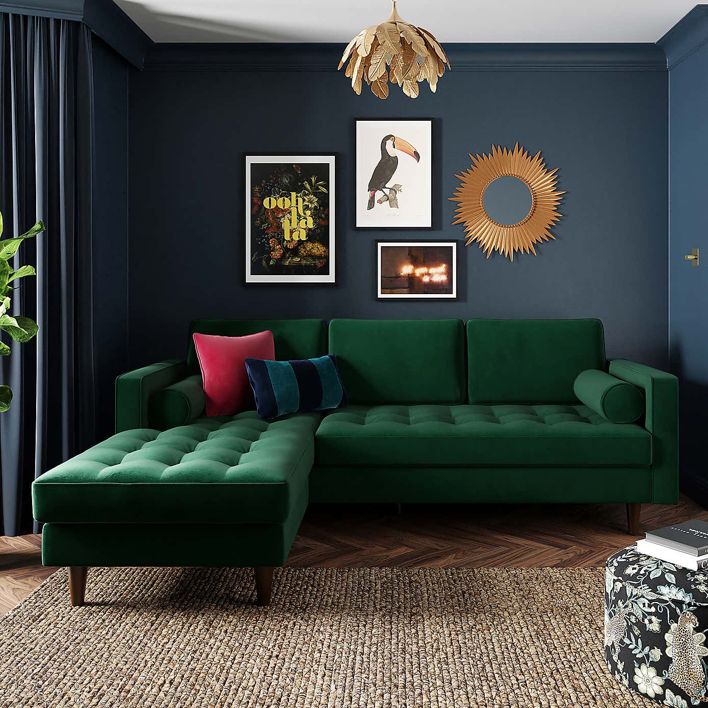 Zoe Velvet Left Hand Corner Sofa
